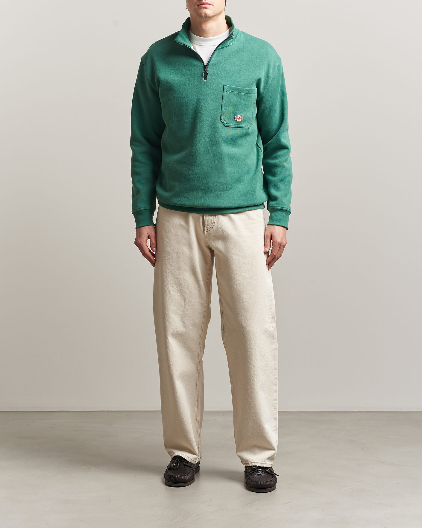 Herre | Trøjer | Armor-lux | Camionneur Cotton Half Zip Sweater Dark Ivy