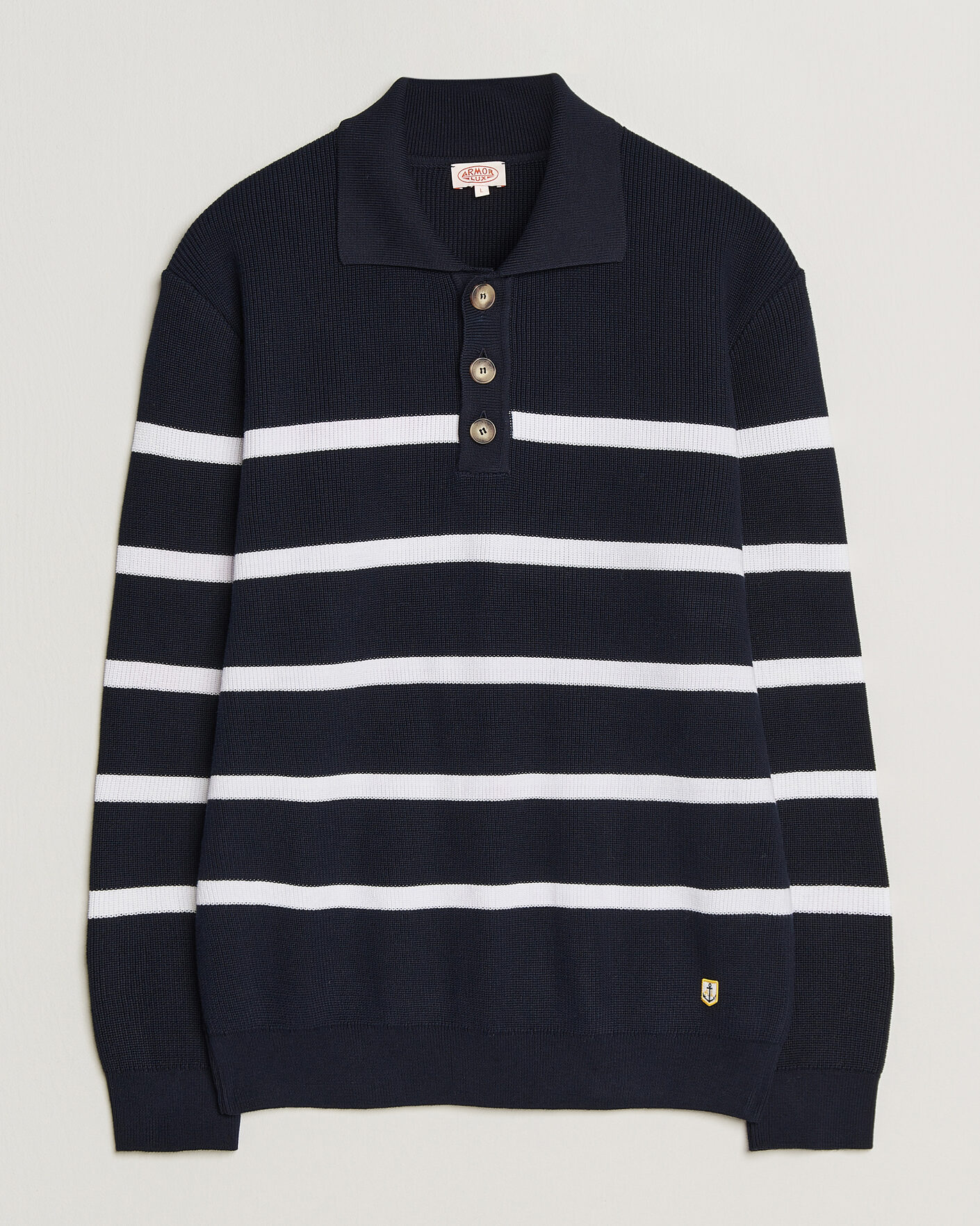 Herre | Trøjer | Armor-lux | Heritage Knitted Polo Marine/Blanc