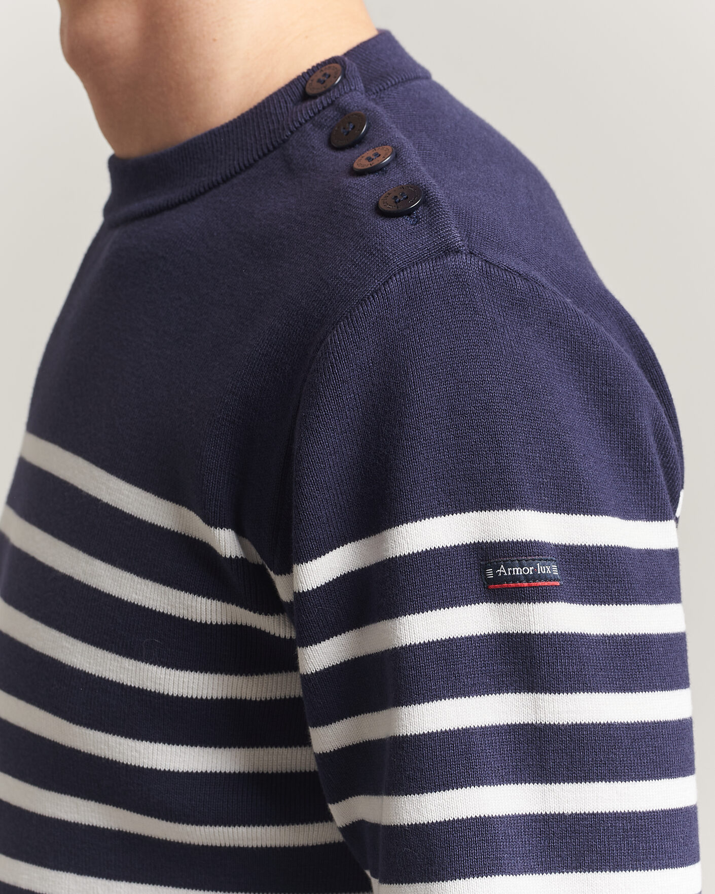 Herre | Trøjer | Armor-lux | Groix Striped Sweater Navy/Nature