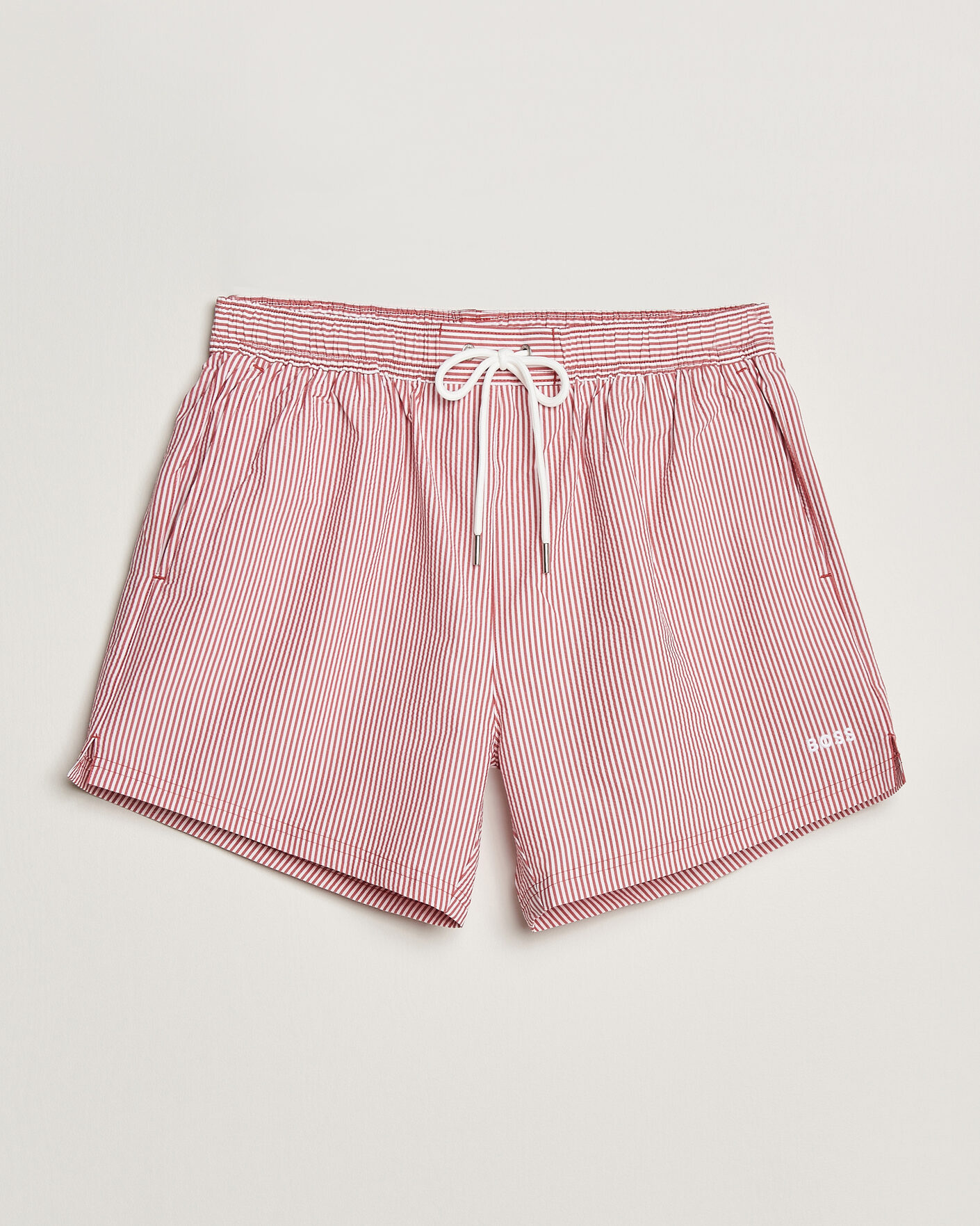 Herre | Badebukser | BOSS BLACK | Velvetfish Seersucker Swimshorts Dark Red