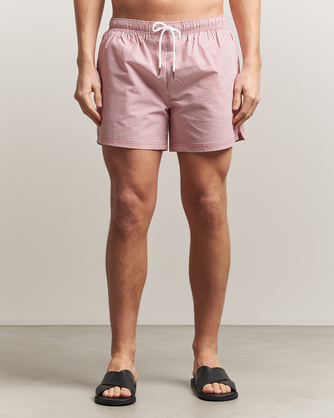 Herre | Badebukser | BOSS BLACK | Velvetfish Seersucker Swimshorts Dark Red