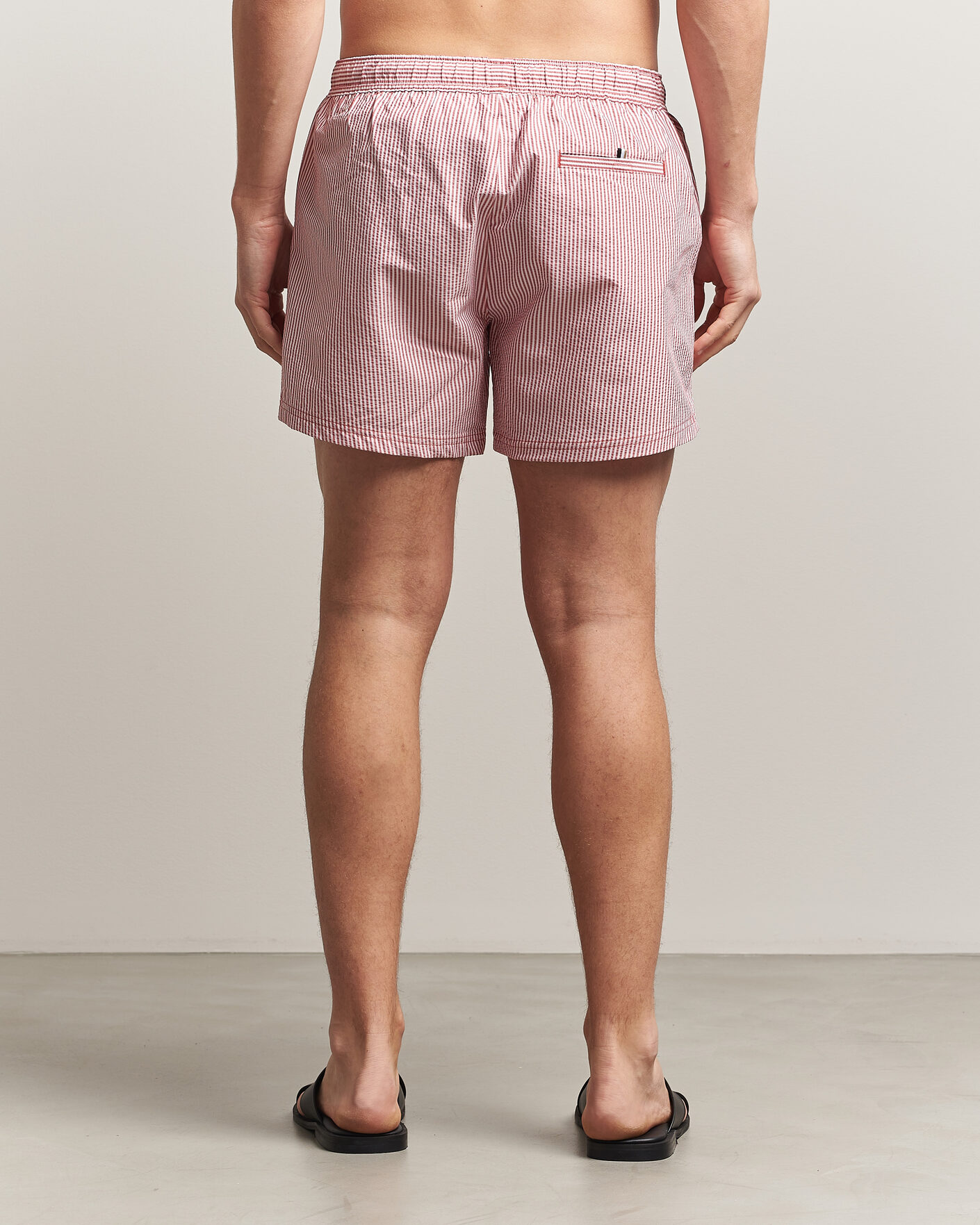 Herre | Badebukser | BOSS BLACK | Velvetfish Seersucker Swimshorts Dark Red