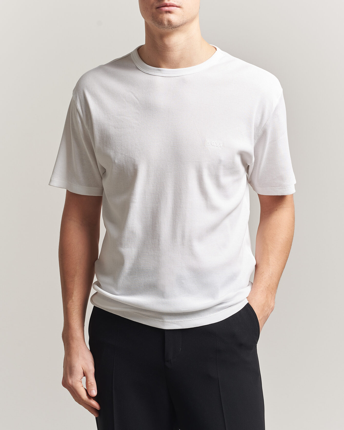 Herre | T-Shirts | BOSS BLACK | 2-Pack Ribbed T-Shirt White