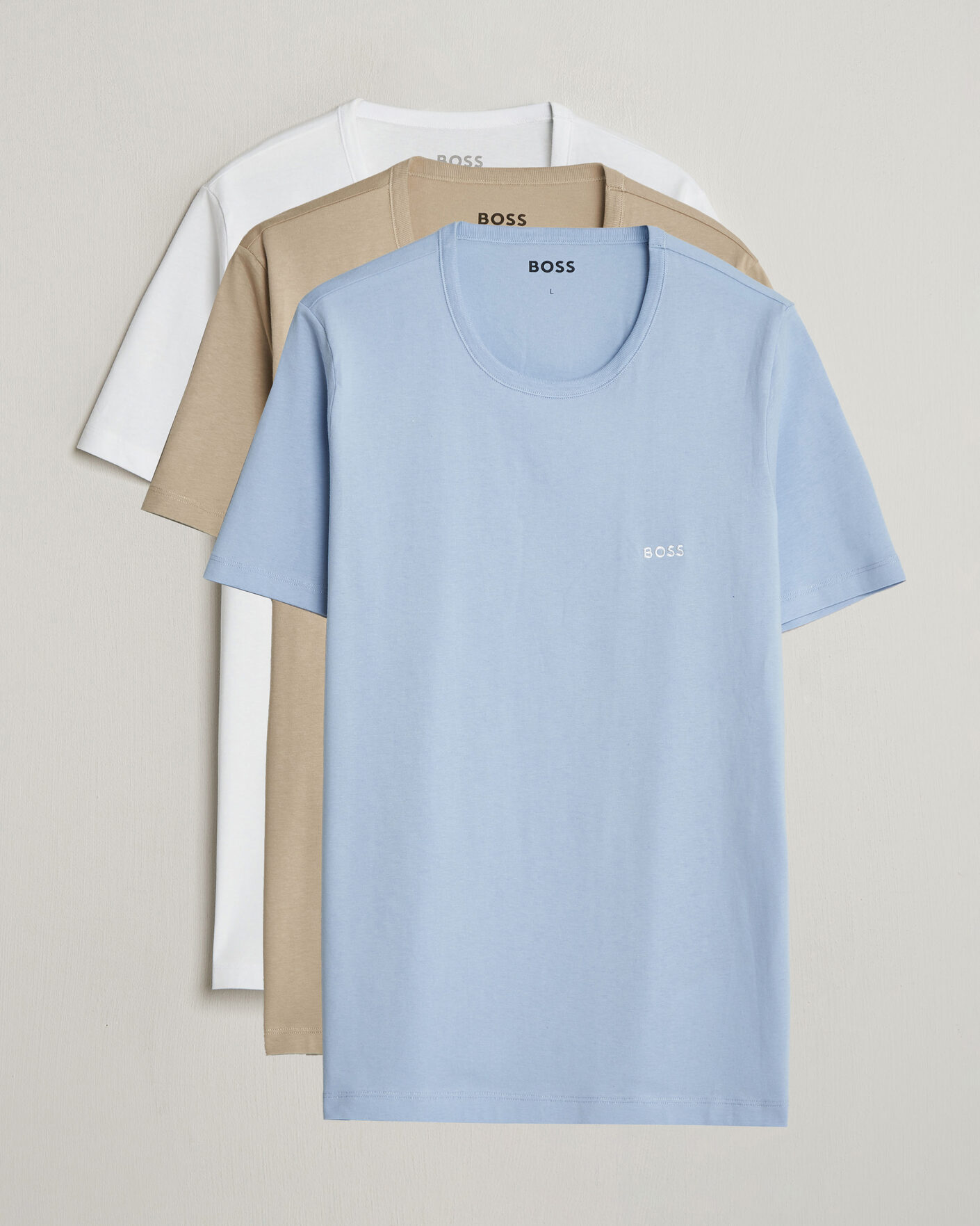Herre | T-Shirts | BOSS BLACK | 3-Pack Crew Neck T-Shirt White/Blue/Beige