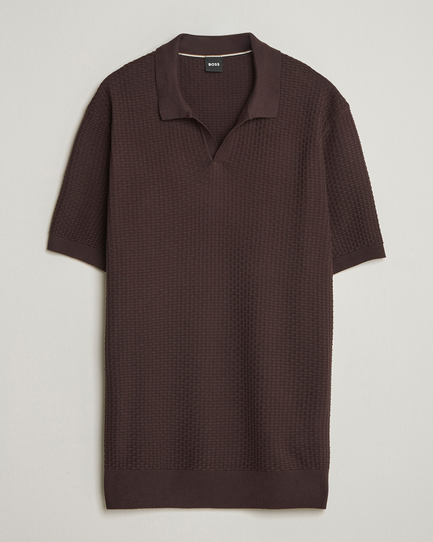 Herre | Polotrøjer | BOSS BLACK | Natalo Structured Knitted Polo Dark Brown
