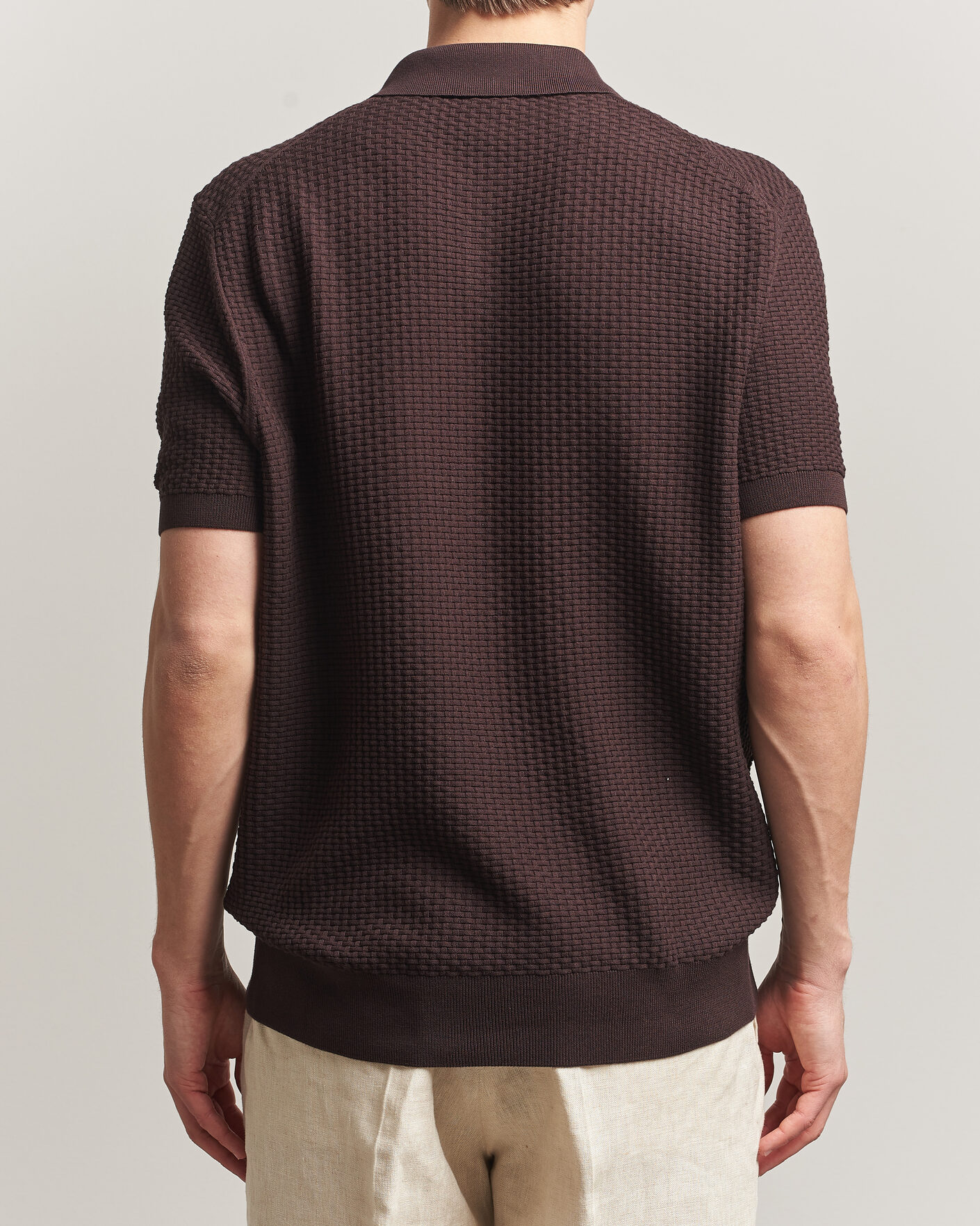 Herre | Polotrøjer | BOSS BLACK | Natalo Structured Knitted Polo Dark Brown