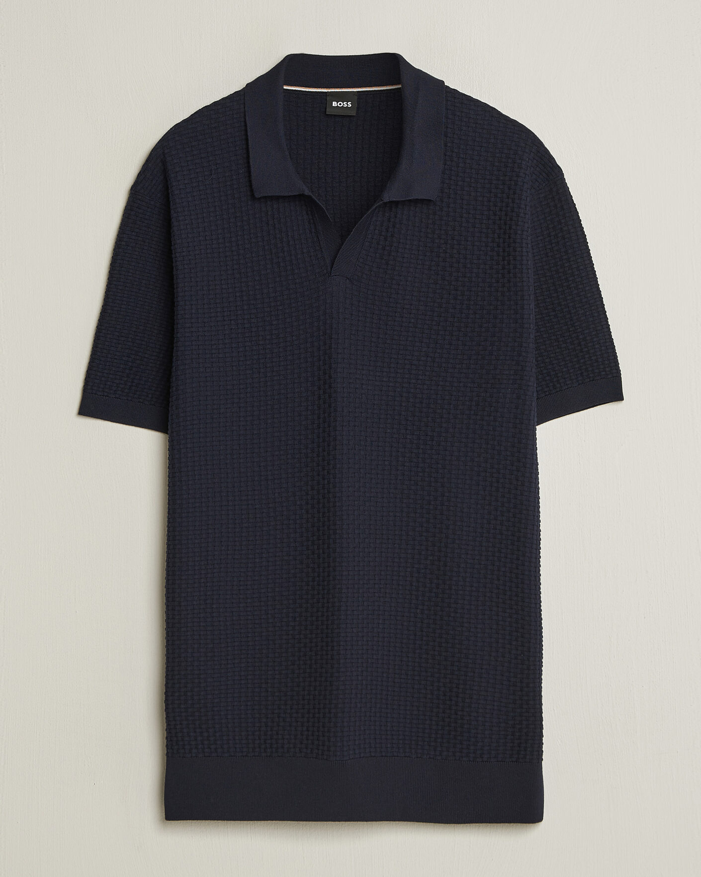 Herre | Polotrøjer | BOSS BLACK | Natalo Structured Knitted Polo Dark Blue