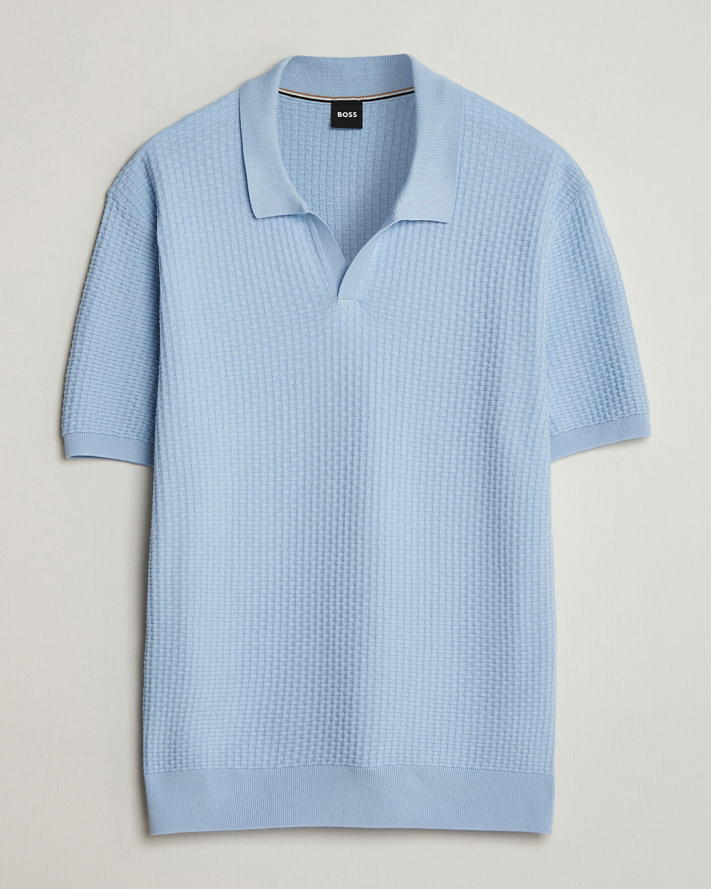 Herre | Polotrøjer | BOSS BLACK | Natalo Structured Knitted Polo Light Blue