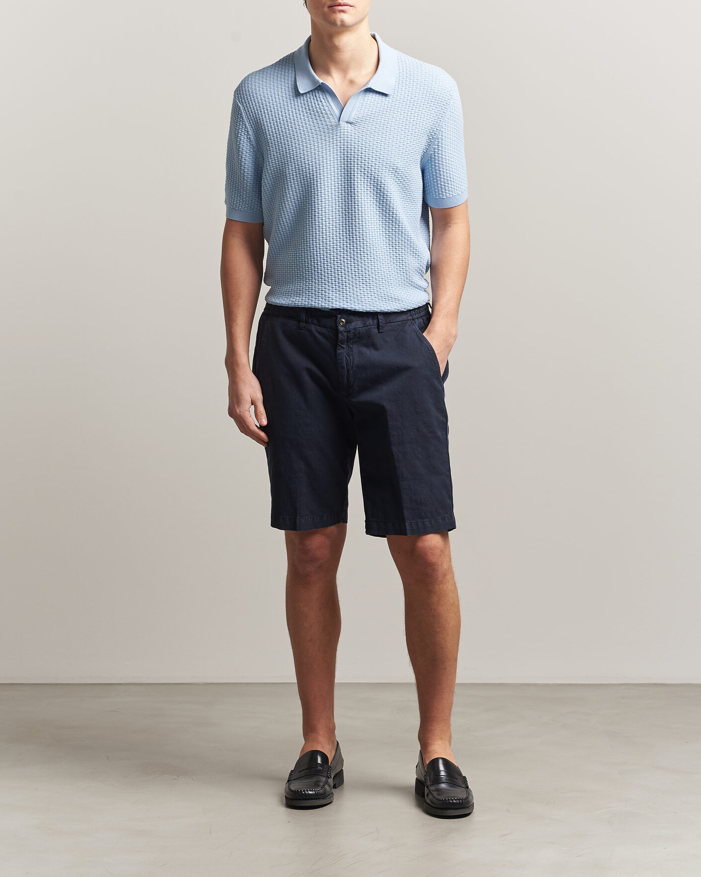 Herre | Polotrøjer | BOSS BLACK | Natalo Structured Knitted Polo Light Blue