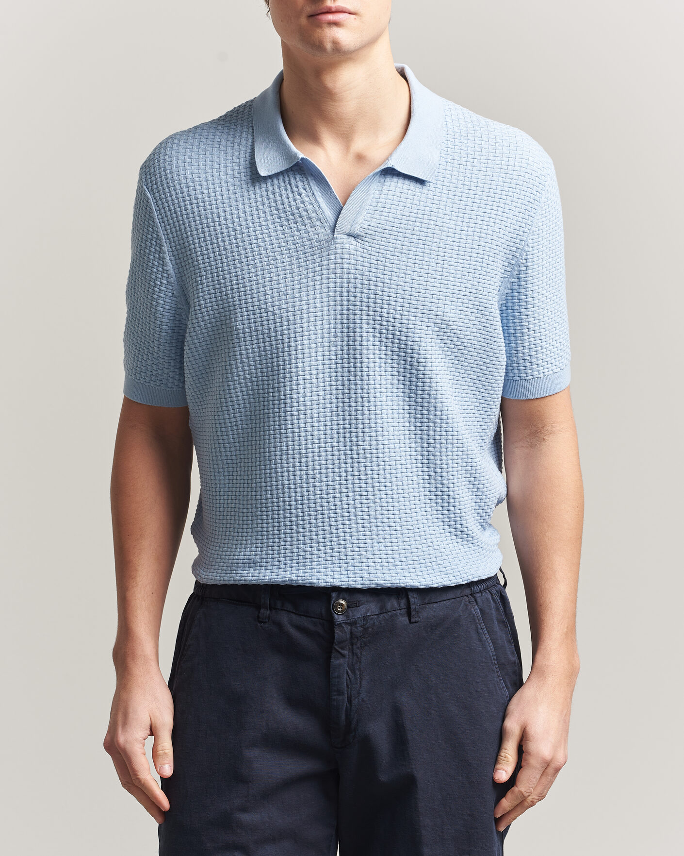 Herre | Polotrøjer | BOSS BLACK | Natalo Structured Knitted Polo Light Blue