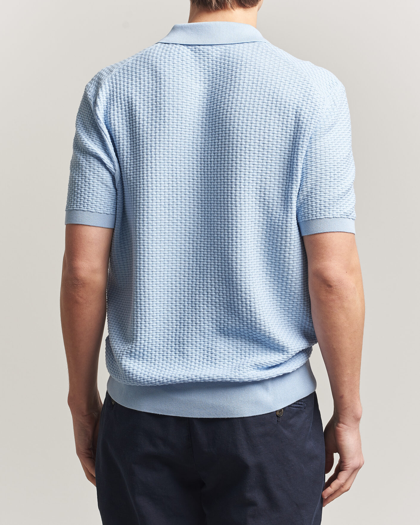 Herre | Polotrøjer | BOSS BLACK | Natalo Structured Knitted Polo Light Blue