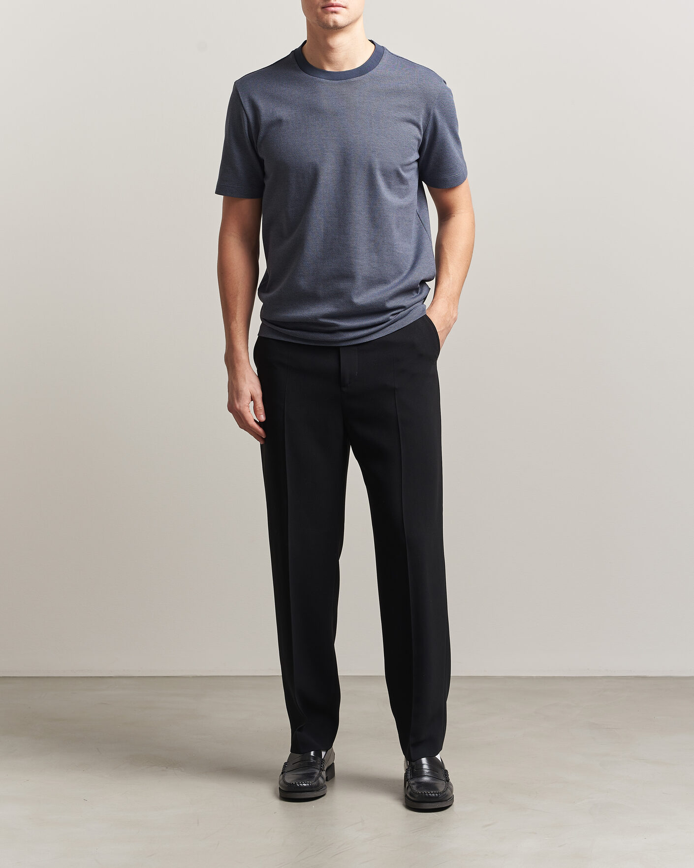Herre | T-Shirts | BOSS BLACK | Thompson Structured T-Shirt Dark Blue