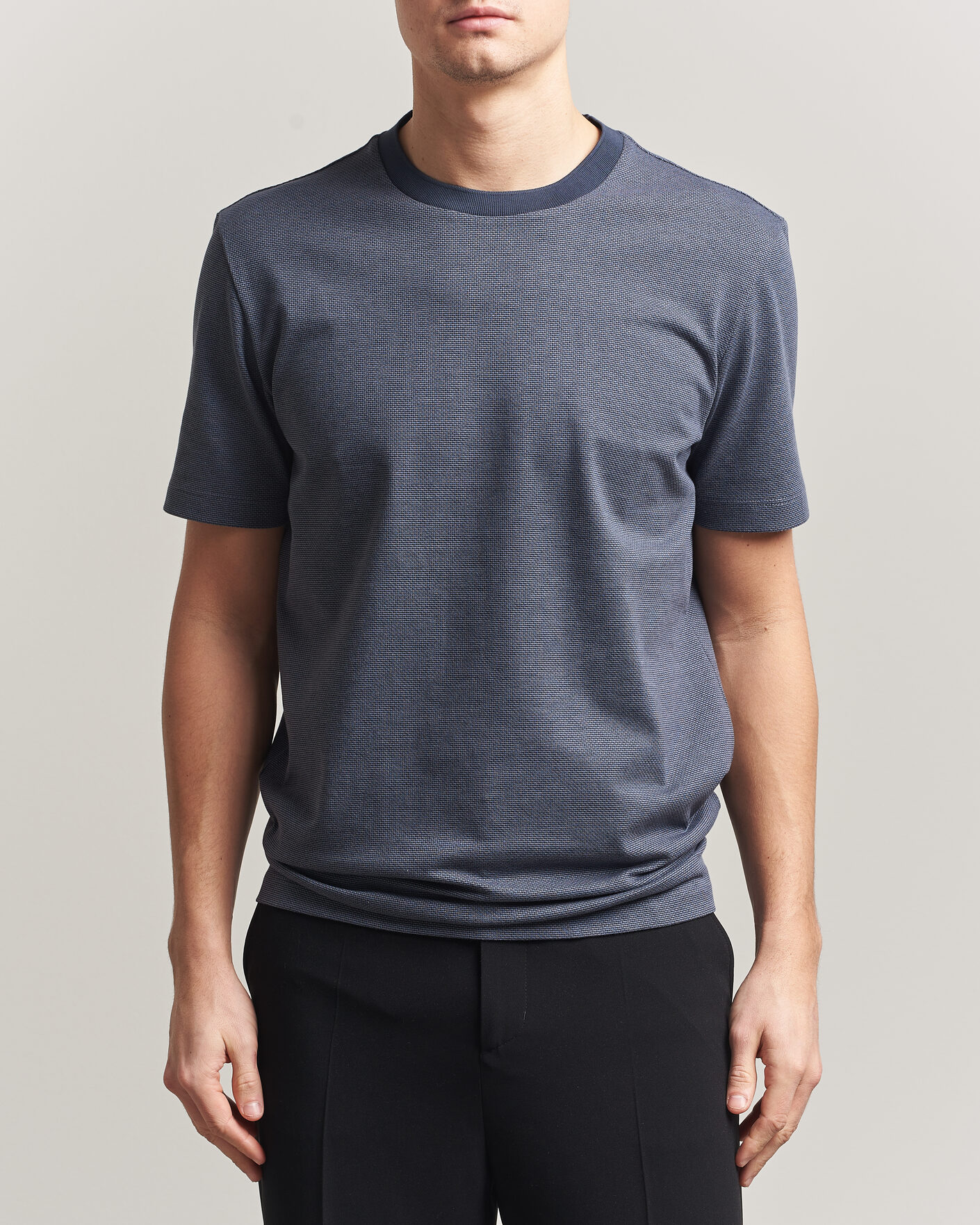 Herre | T-Shirts | BOSS BLACK | Thompson Structured T-Shirt Dark Blue