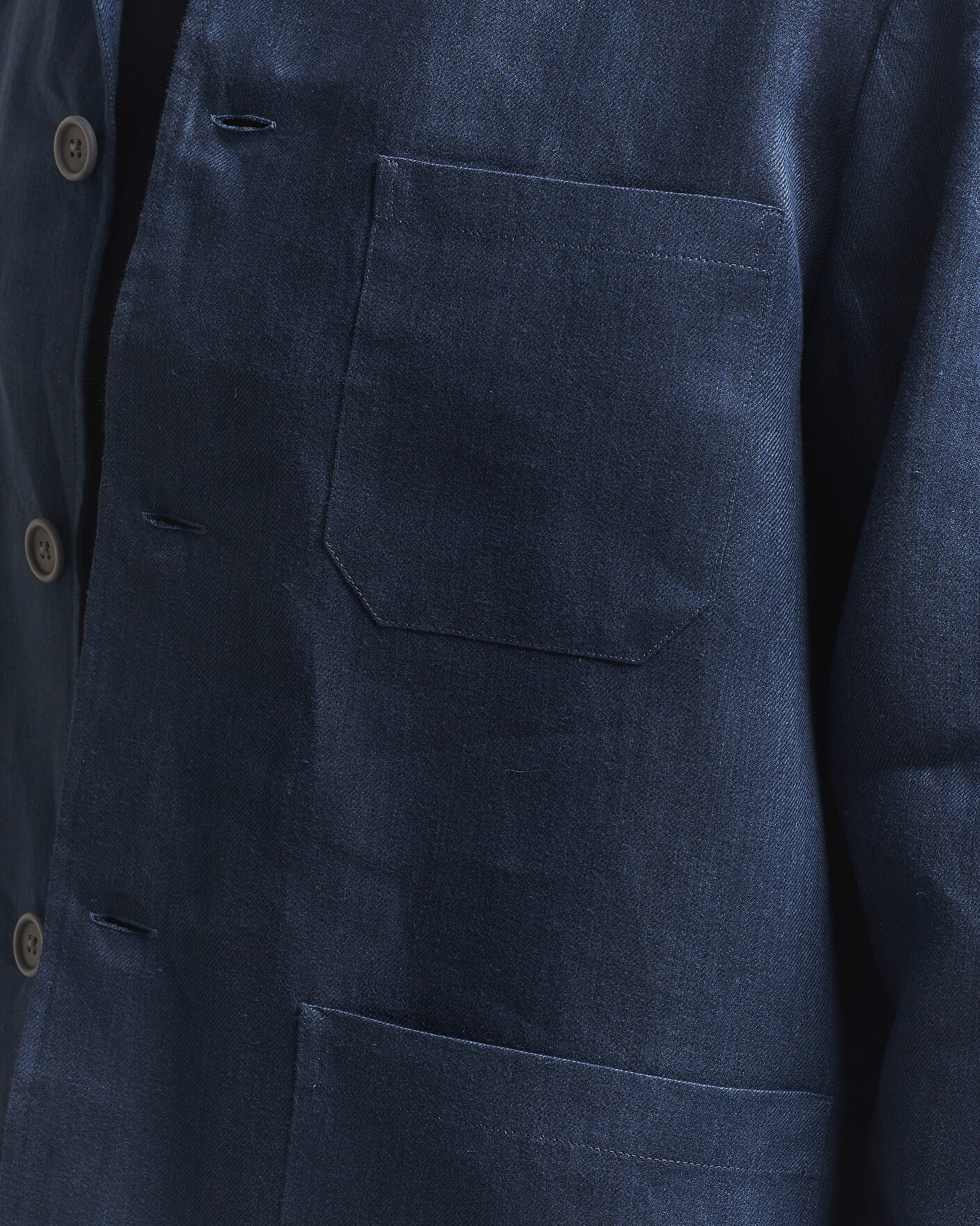 Herre | Skjorter | BOSS BLACK | Cai Linen Overshirt Dark Blue