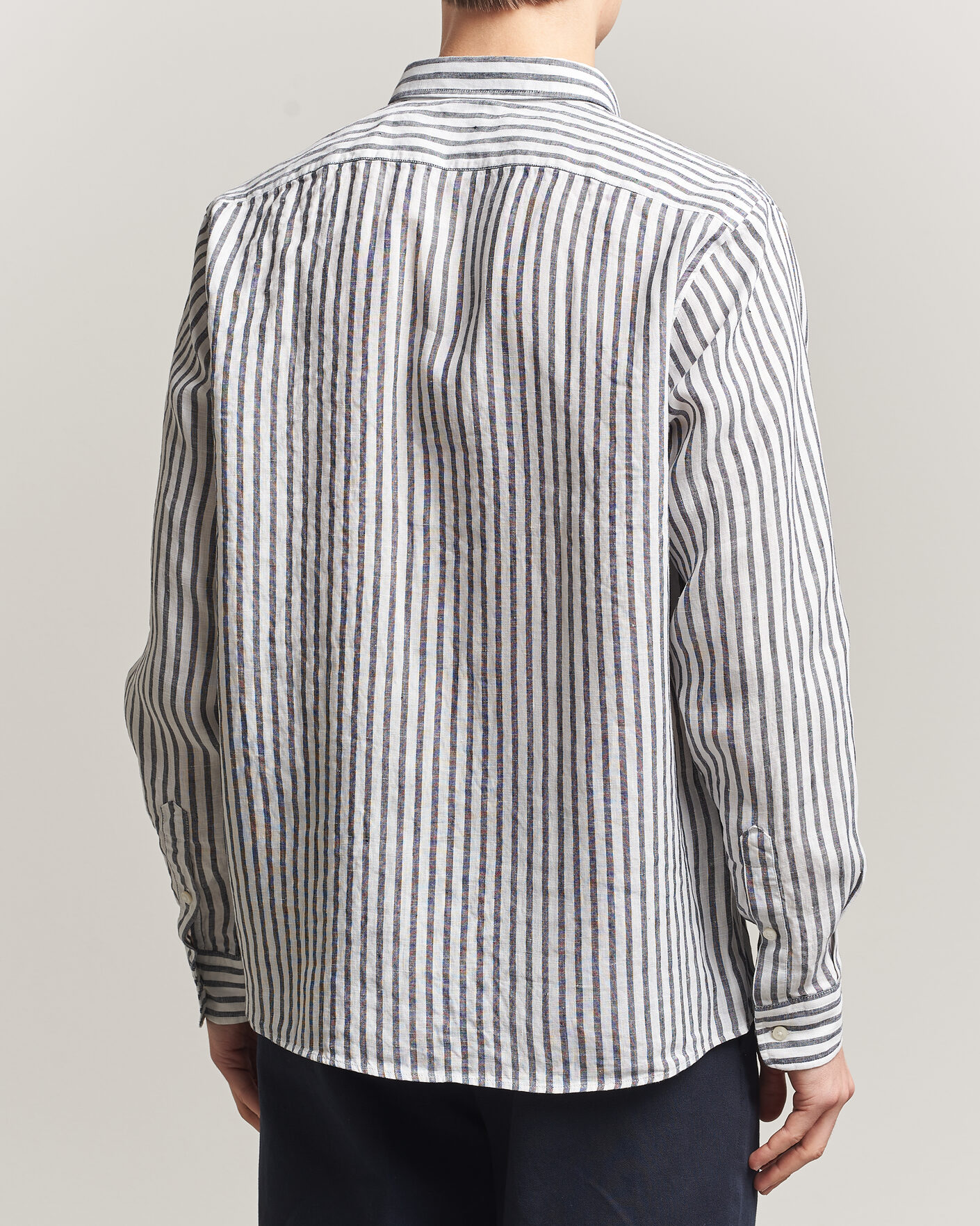 Herre | Skjorter | BOSS BLACK | Liam Striped Linen Shirt Dark Blue
