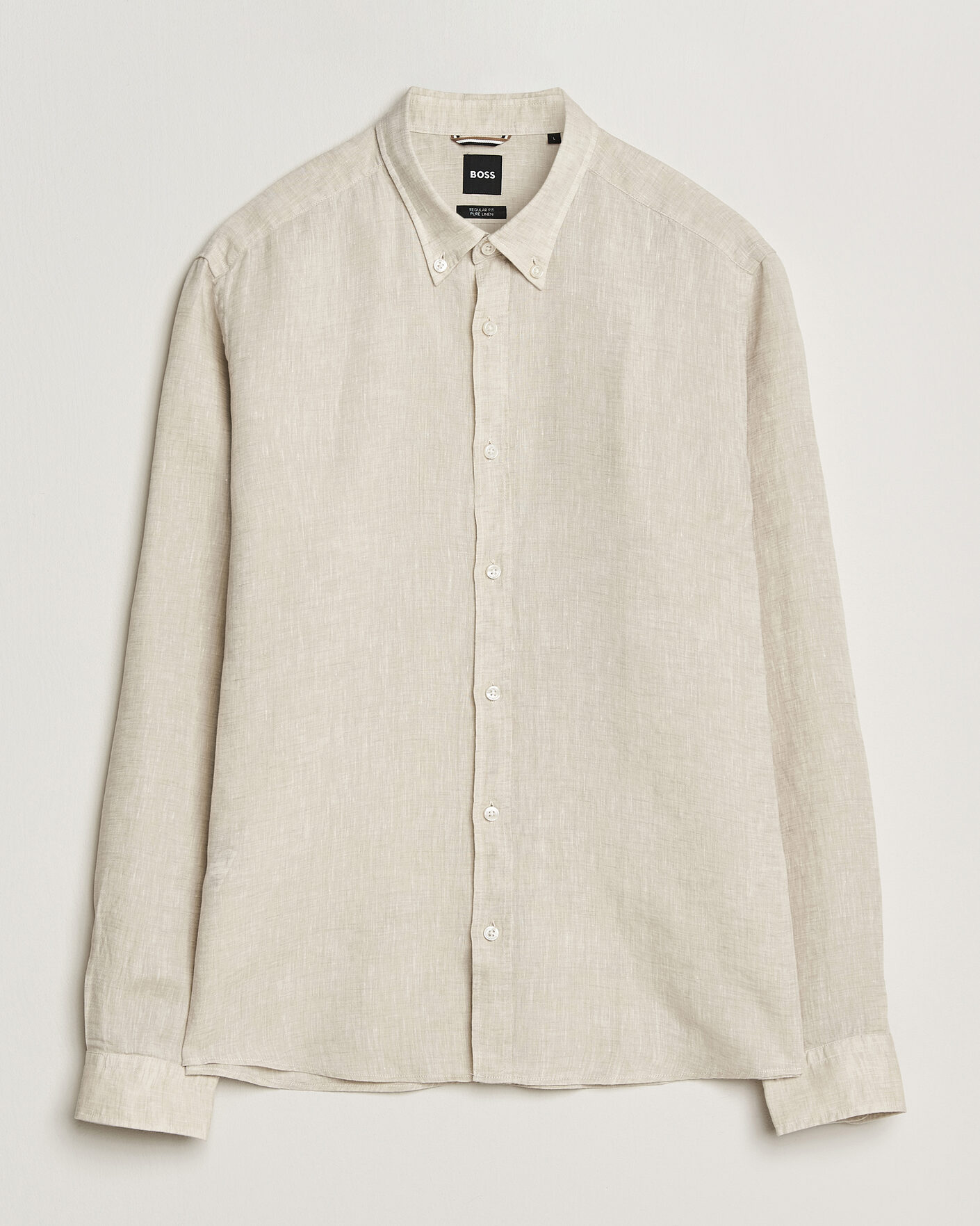 Herre | Skjorter | BOSS BLACK | Liam Linen Shirt Open Beige