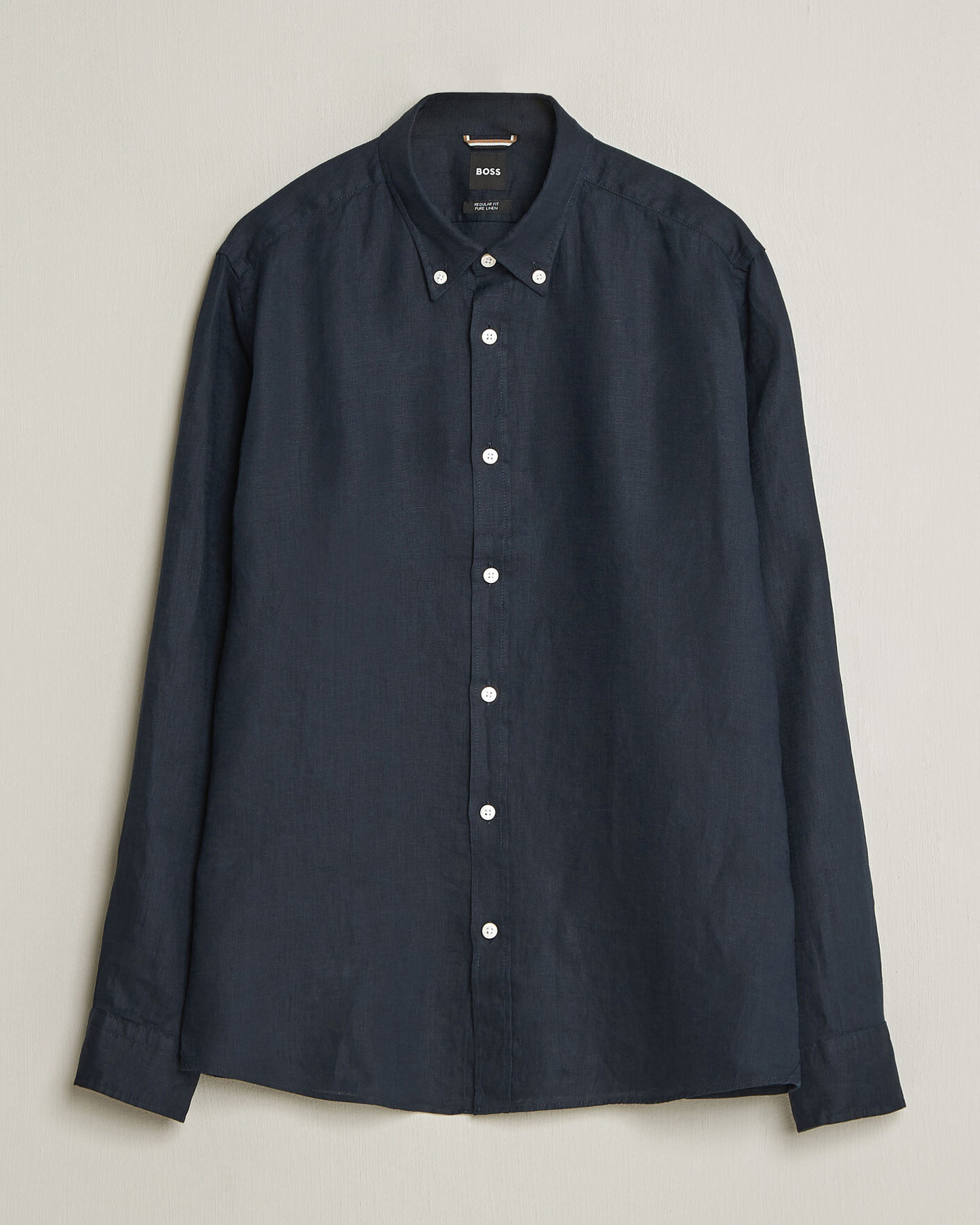 Herre | Skjorter | BOSS BLACK | Liam Linen Shirt Dark Blue