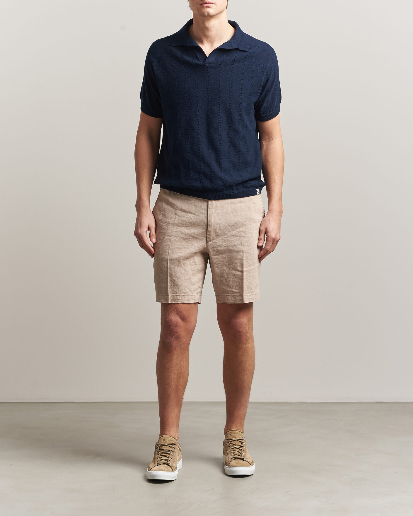 Herre | Shorts | BOSS BLACK | Kane Linen Drawstring Shorts Open Beige
