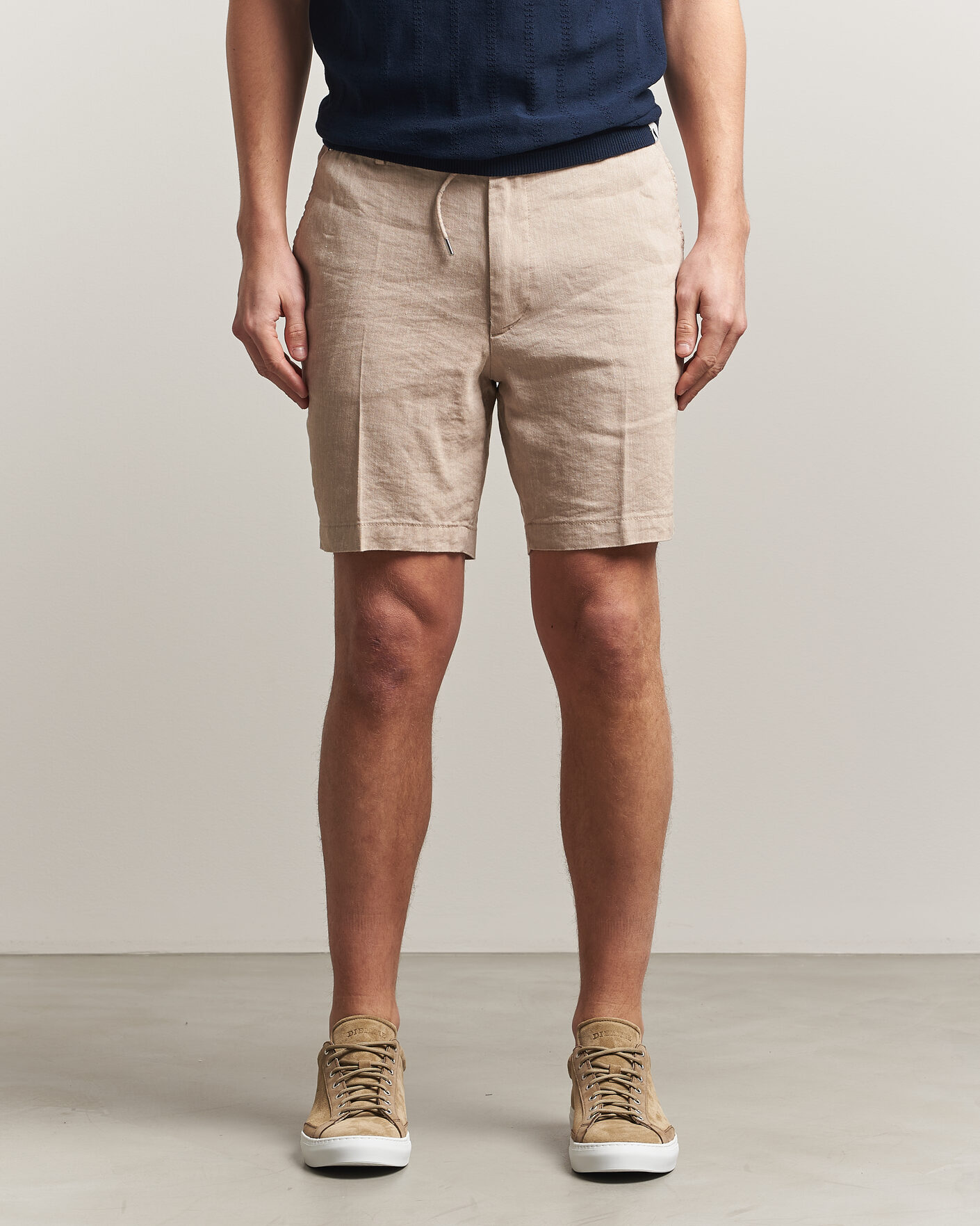 Herre | Shorts | BOSS BLACK | Kane Linen Drawstring Shorts Open Beige