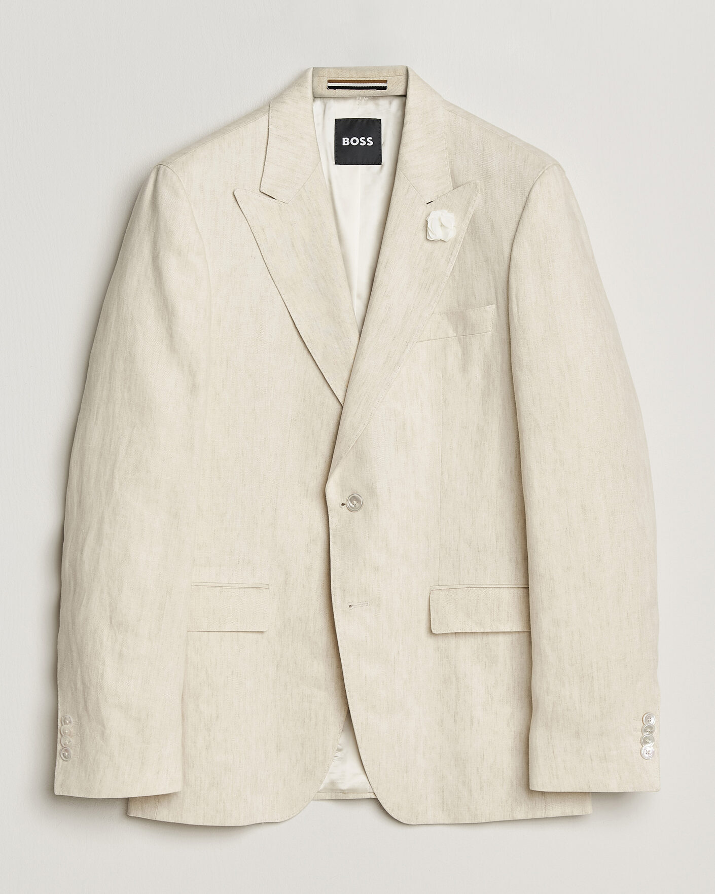 Herre | Blazere & jakker | BOSS BLACK | Hutson Linen Suit Blazer Open Beige