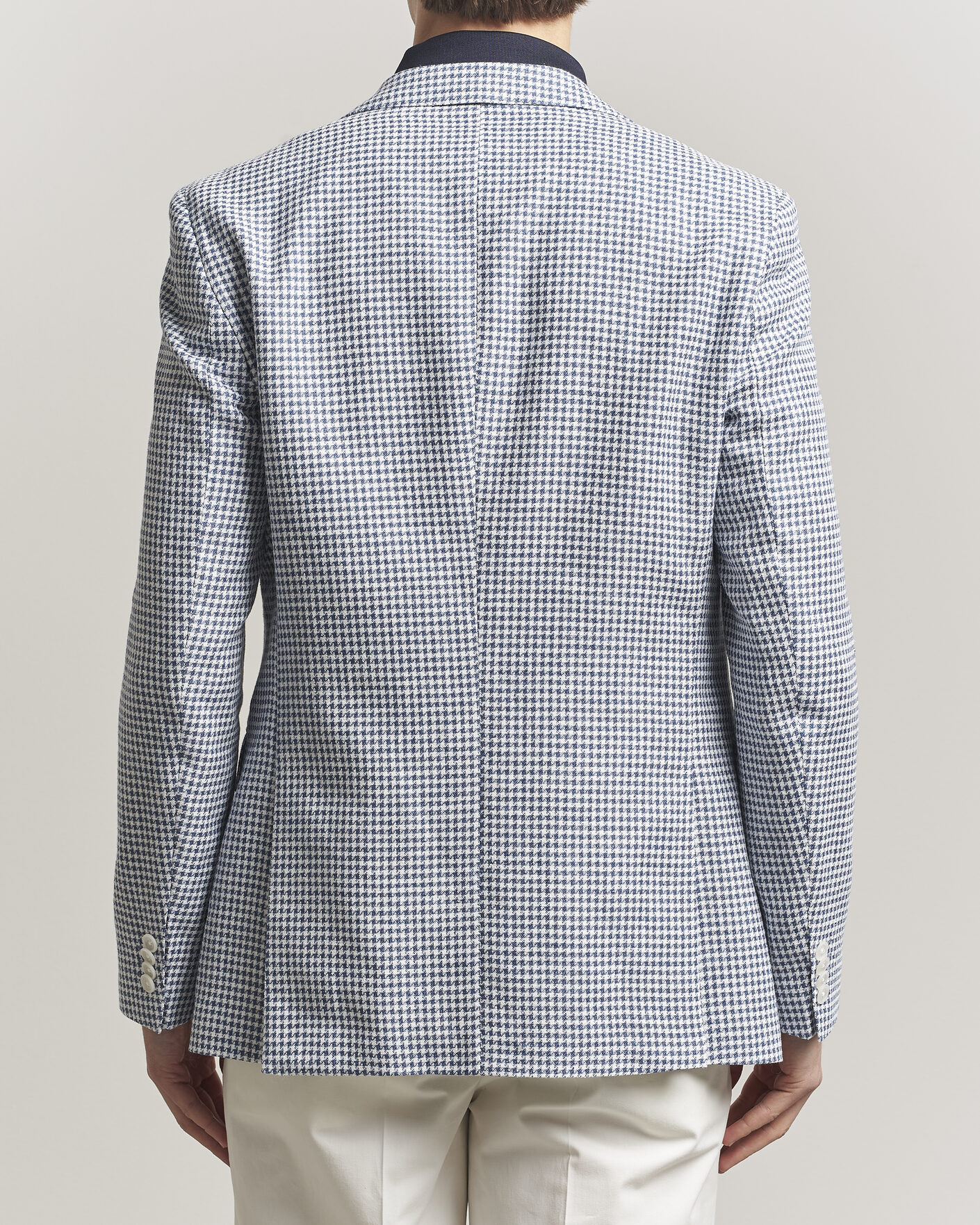 Herre | Blazere & jakker | BOSS BLACK | Hutson Linen/Cotton Houndstooth Blazer Open Blue
