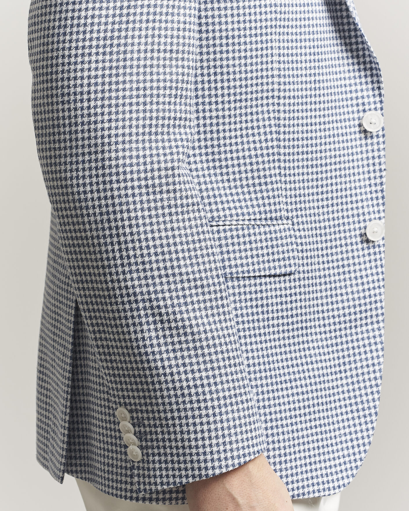 Herre | Blazere & jakker | BOSS BLACK | Hutson Linen/Cotton Houndstooth Blazer Open Blue