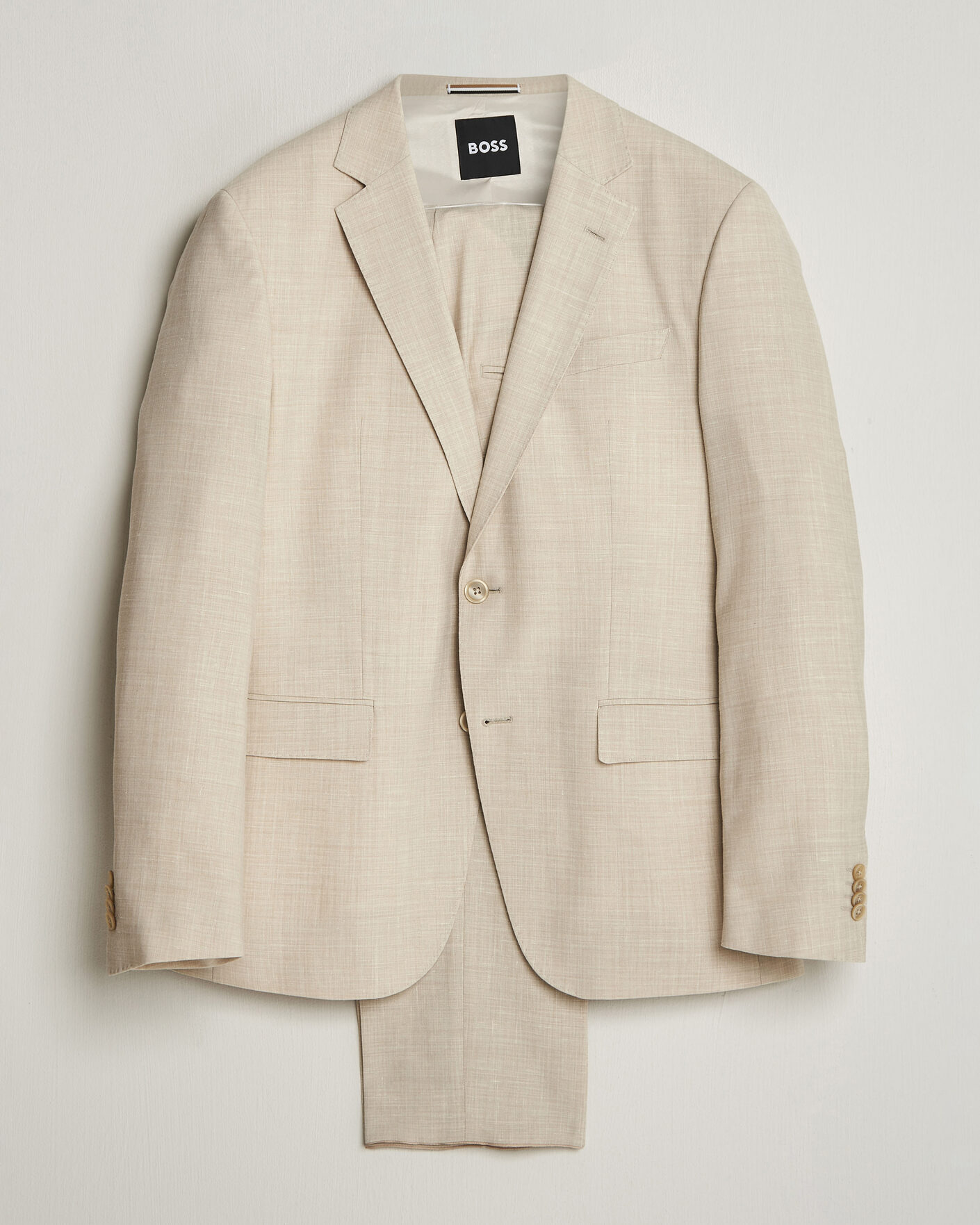Herre | Jakkesæt | BOSS BLACK | Huge Wool/Linen Suit Open Beige