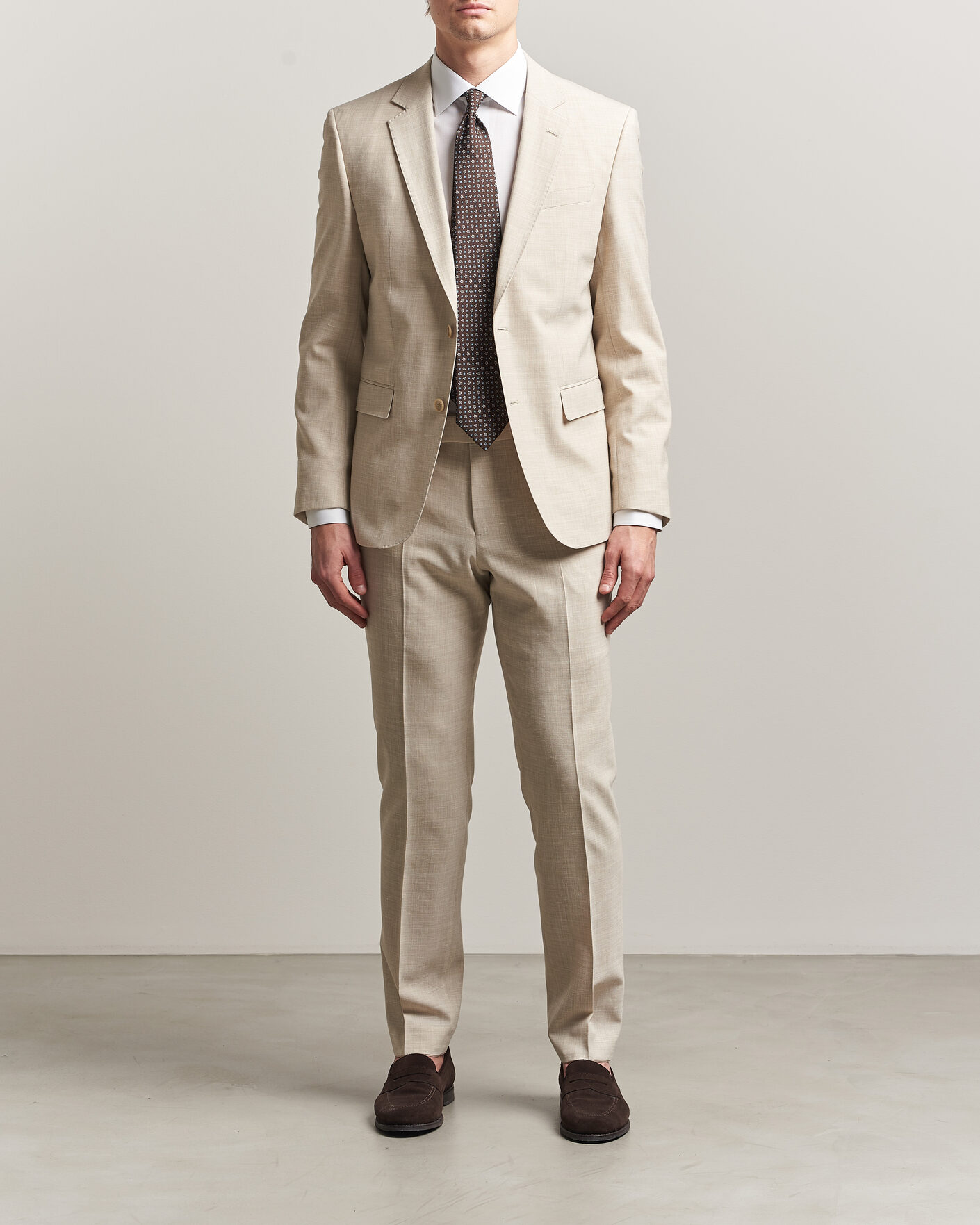 Herre | Jakkesæt | BOSS BLACK | Huge Wool/Linen Suit Open Beige