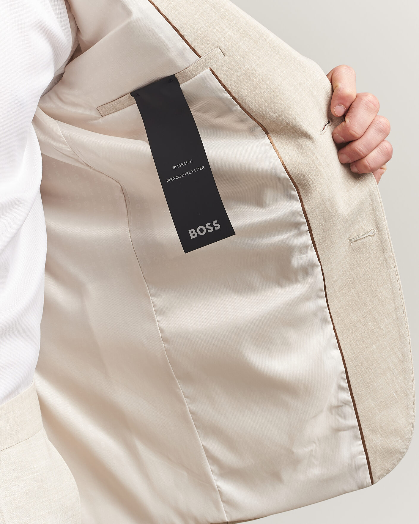 Herre | Jakkesæt | BOSS BLACK | Huge Wool/Linen Suit Open Beige