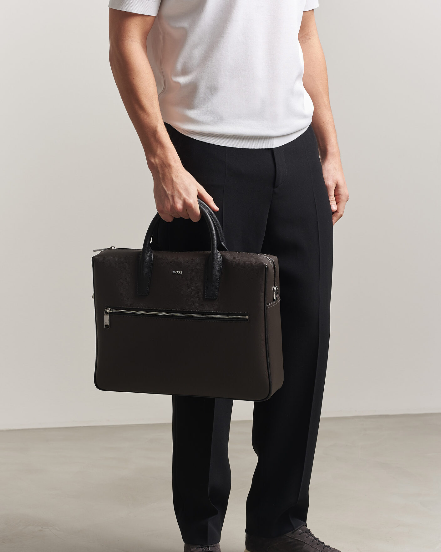 Herre | Tasker | BOSS BLACK | Daxter Leather Briefcase Dark Brown