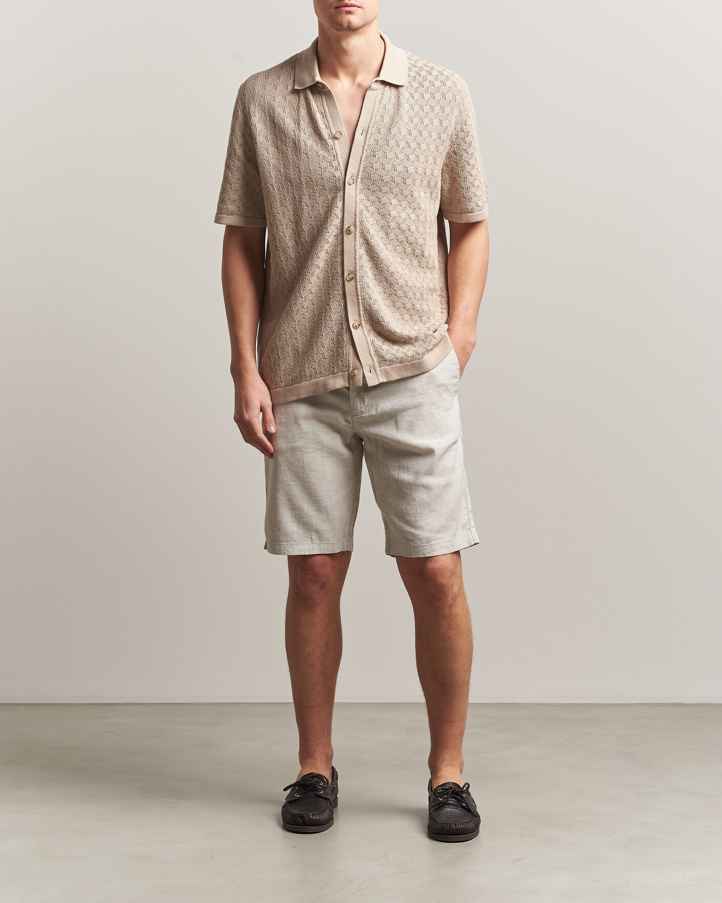 Herre | Shorts | BOSS ORANGE | Tapered Linen Drawstring Shorts Open Grey