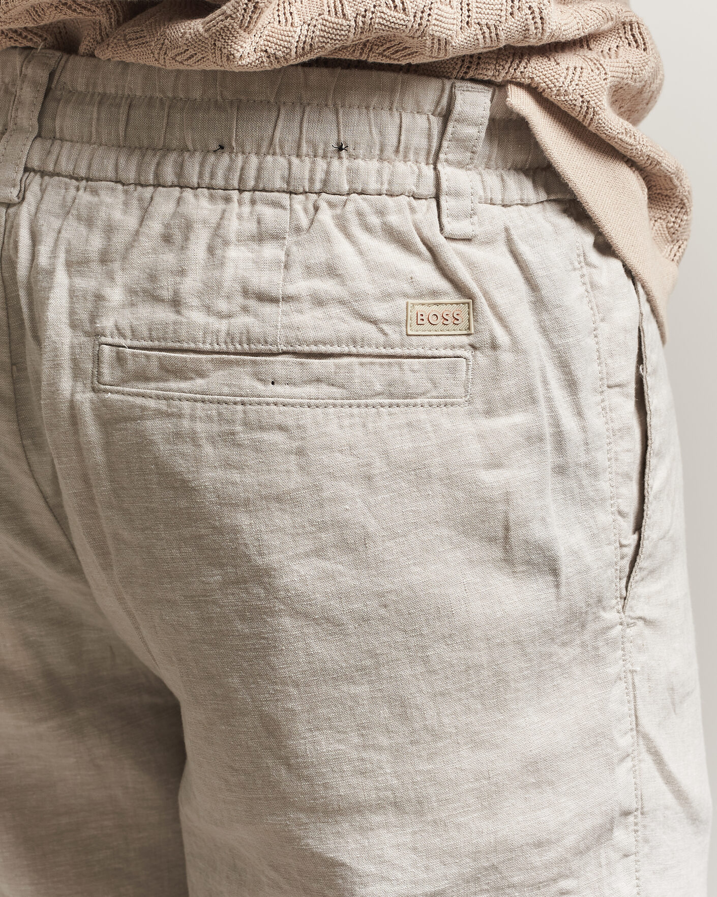 Herre | Shorts | BOSS ORANGE | Tapered Linen Drawstring Shorts Open Grey