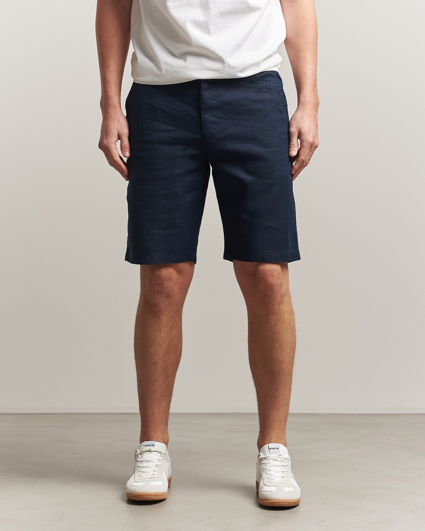 Herre | Shorts | BOSS ORANGE | Tapered Linen Drawstring Shorts Dark Blue
