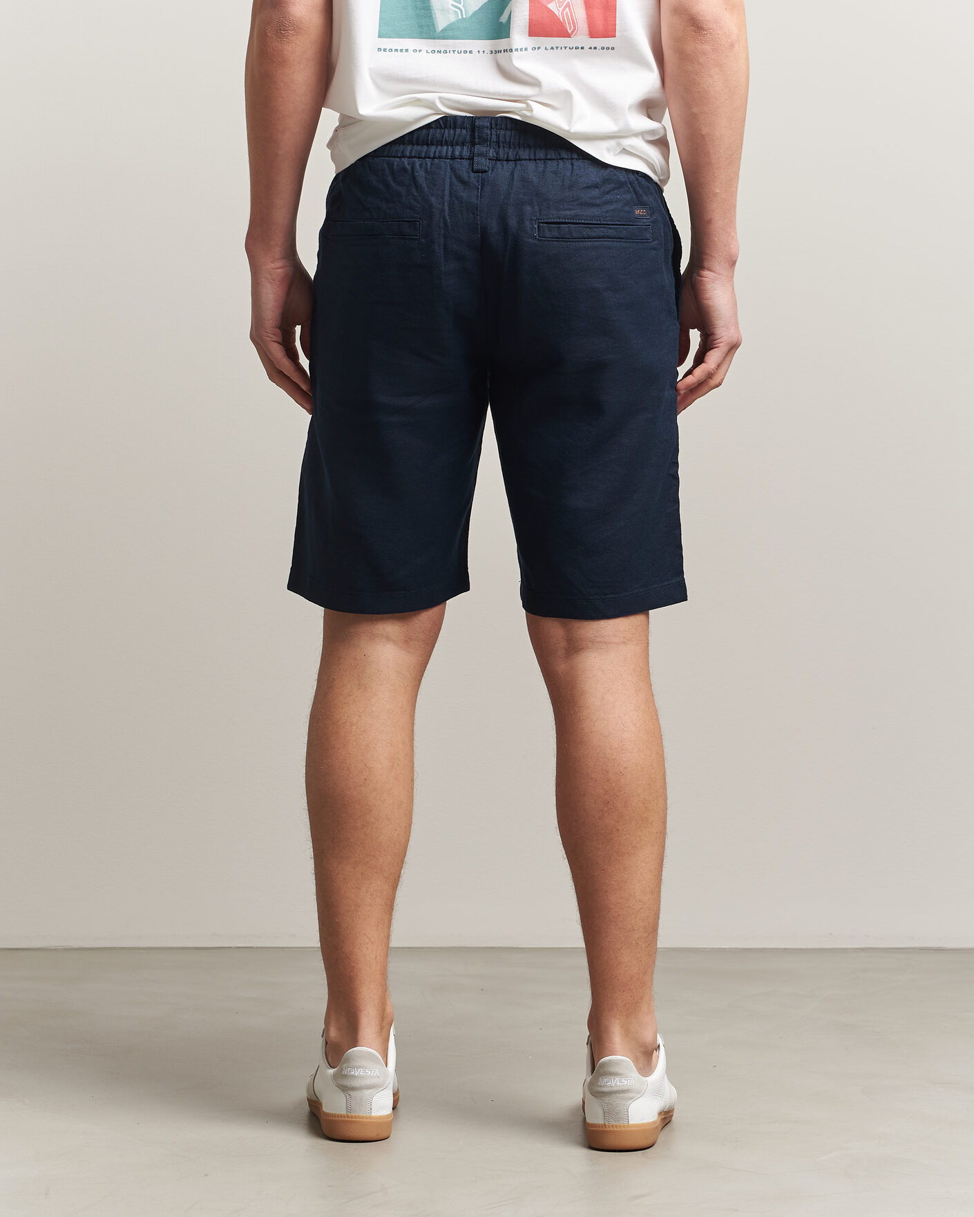 Herre | Shorts | BOSS ORANGE | Tapered Linen Drawstring Shorts Dark Blue