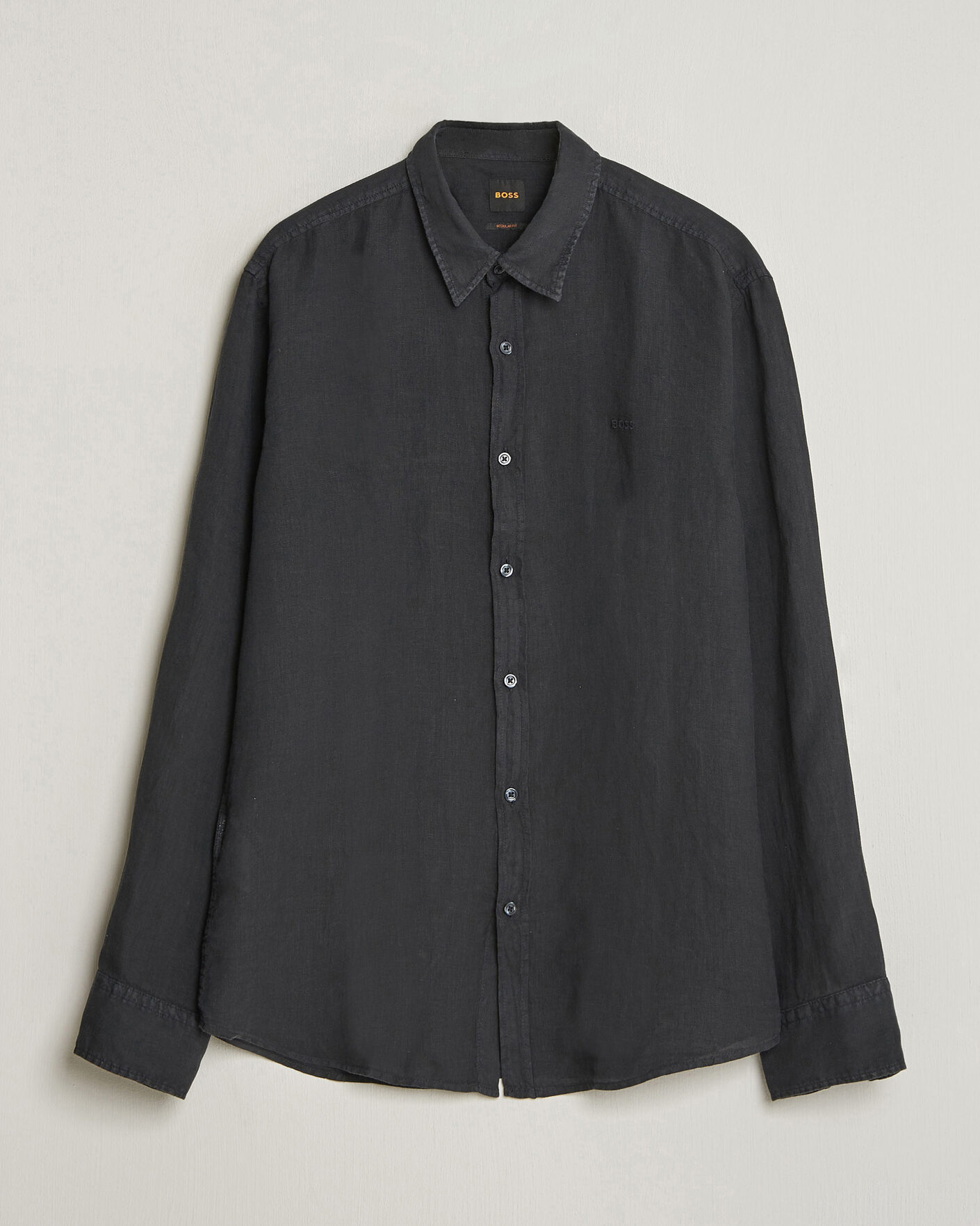 Herre | Skjorter | BOSS ORANGE | Relegant Linen Shirt Black