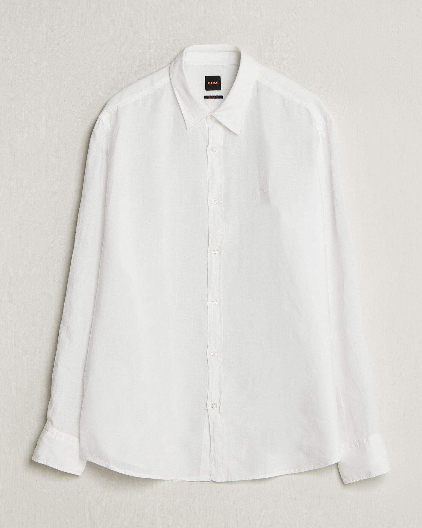 Herre | Skjorter | BOSS ORANGE | Relegant Linen Shirt White