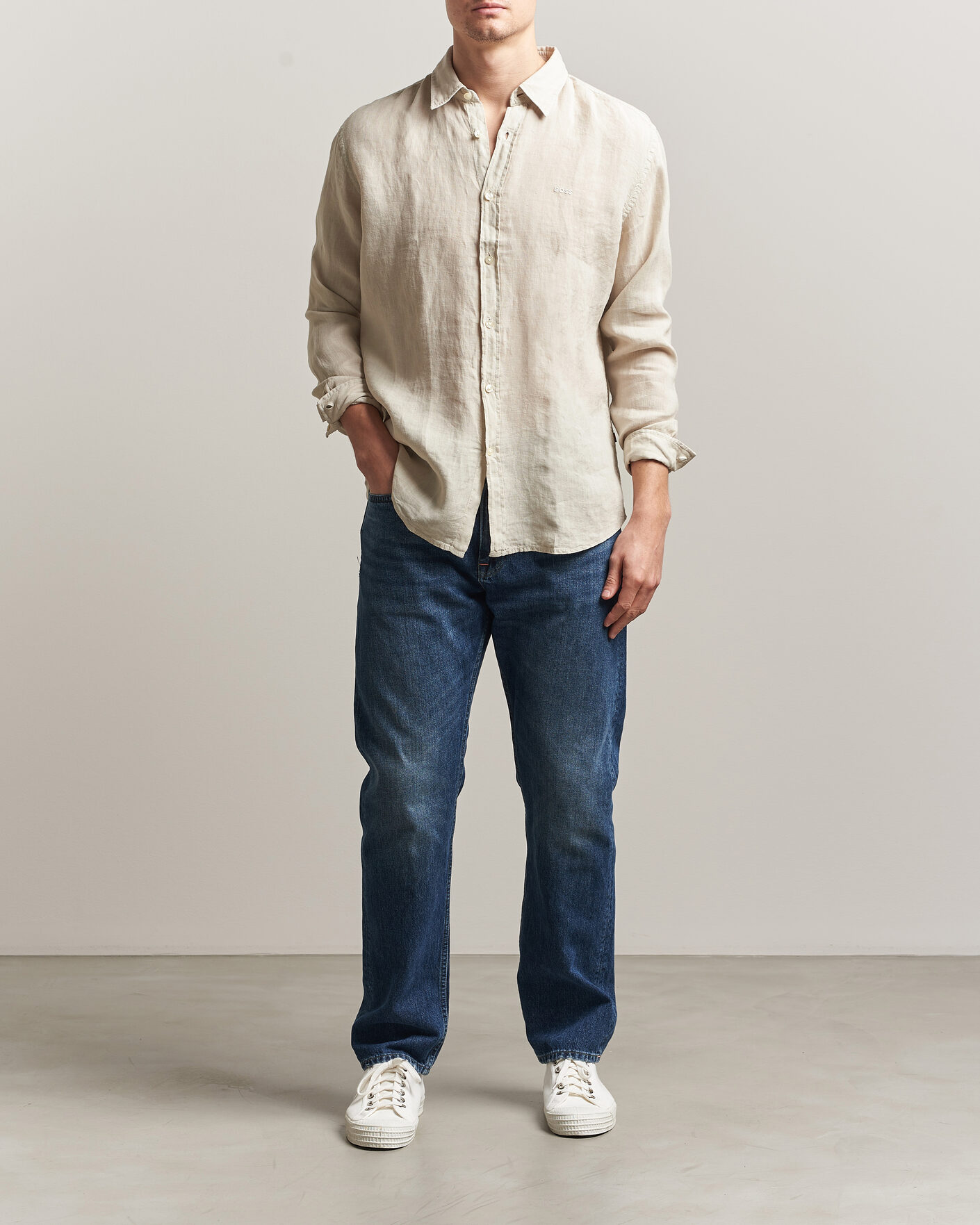 Herre | Skjorter | BOSS ORANGE | Relegant Linen Shirt Light Beige