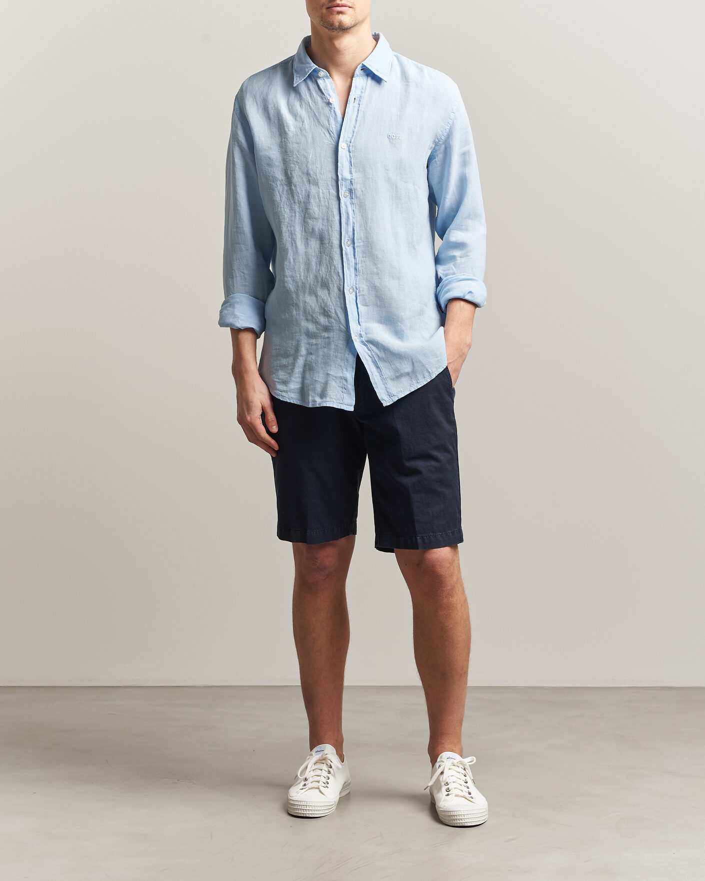 Herre | Skjorter | BOSS ORANGE | Relegant Linen Shirt Light Blue