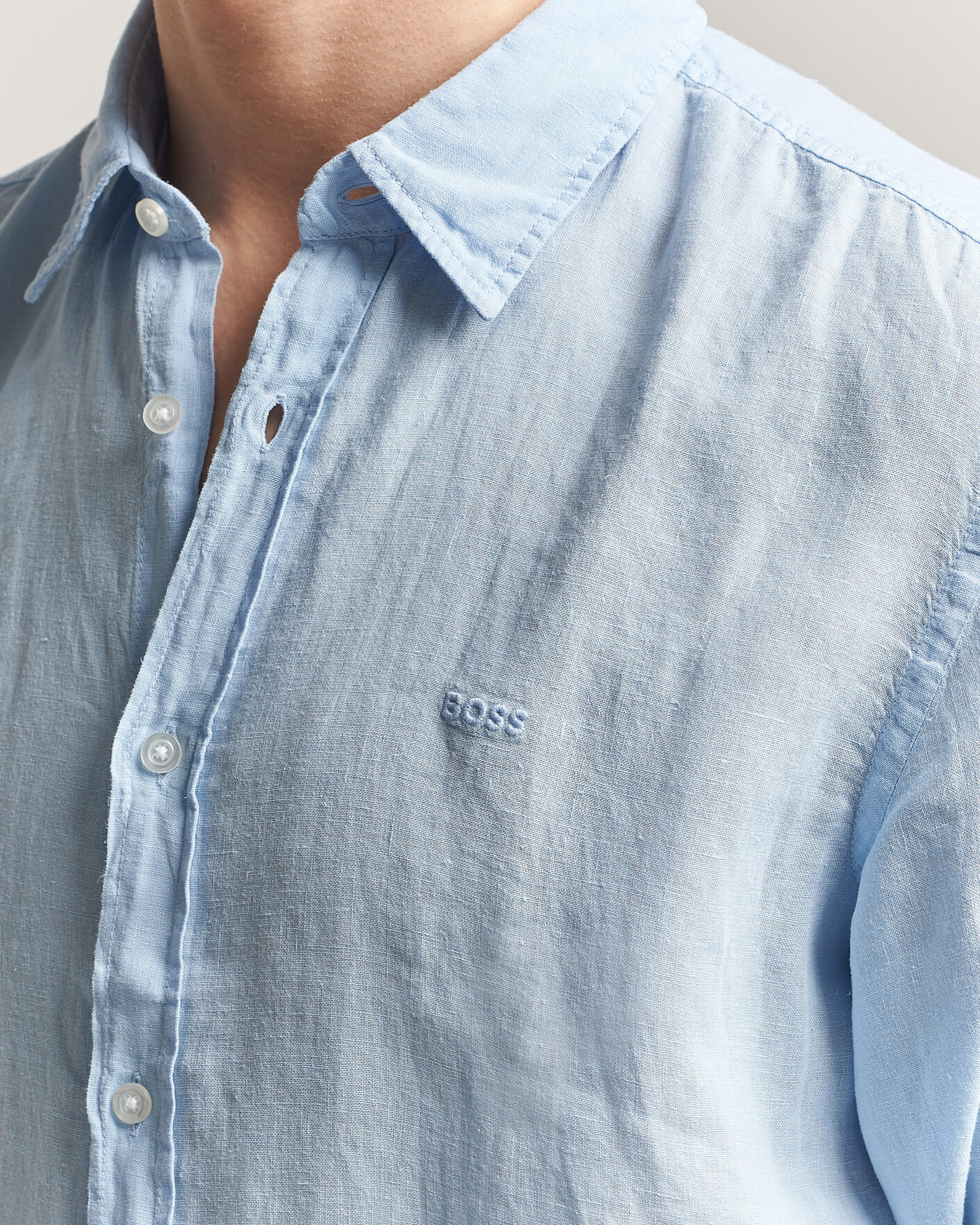 Herre | Skjorter | BOSS ORANGE | Relegant Linen Shirt Light Blue