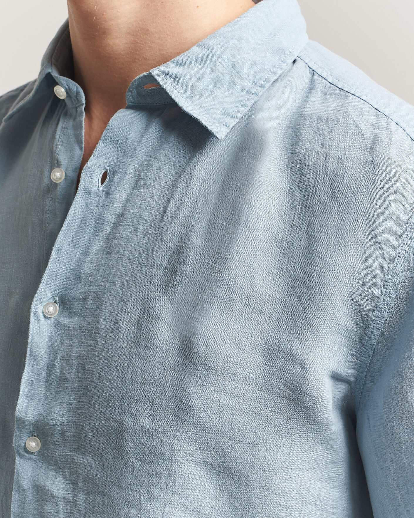 Herre | Skjorter | BOSS ORANGE | Rash Linen Short Sleeve Shirt Light Blue