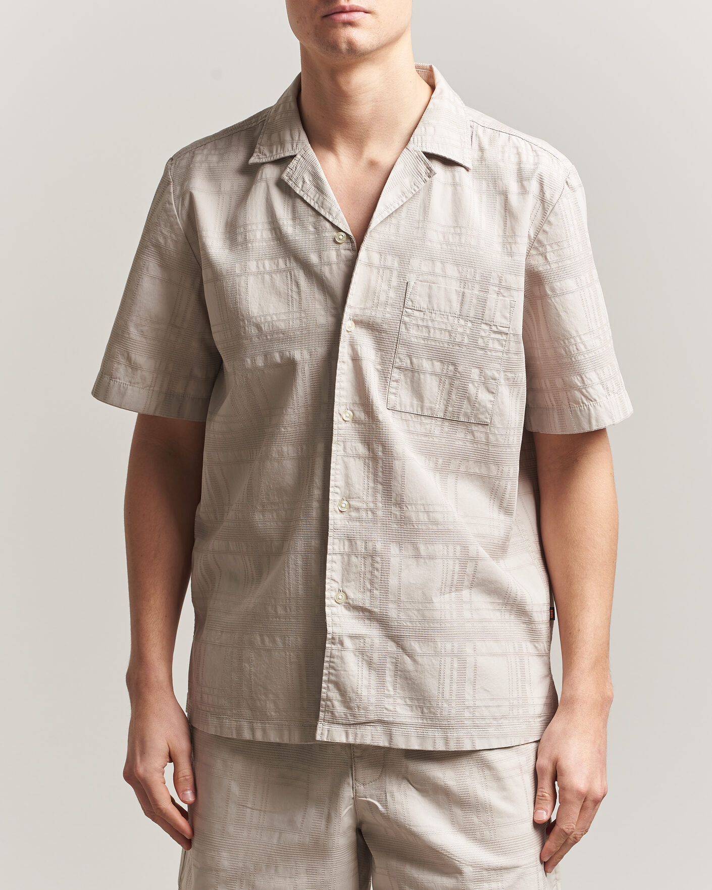 Herre | Skjorter | BOSS ORANGE | Rayer Cotton Resort Shirt Beige