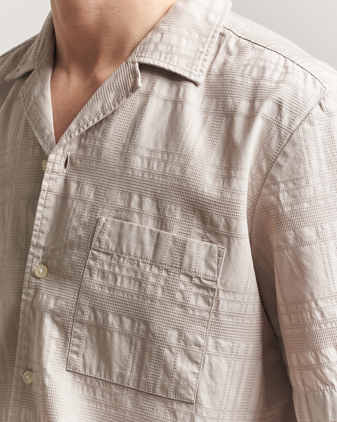 Herre | Skjorter | BOSS ORANGE | Rayer Cotton Resort Shirt Beige