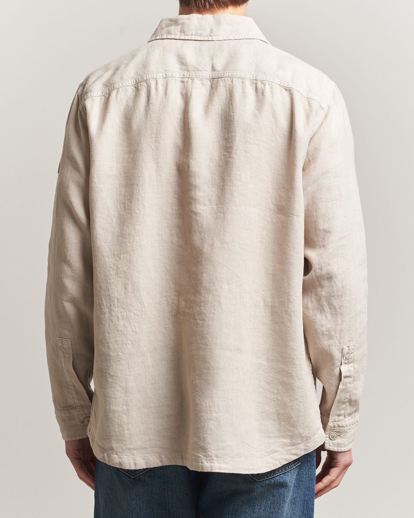 Herre | Skjorter | BOSS ORANGE | Locky Linen Overshirt Beige