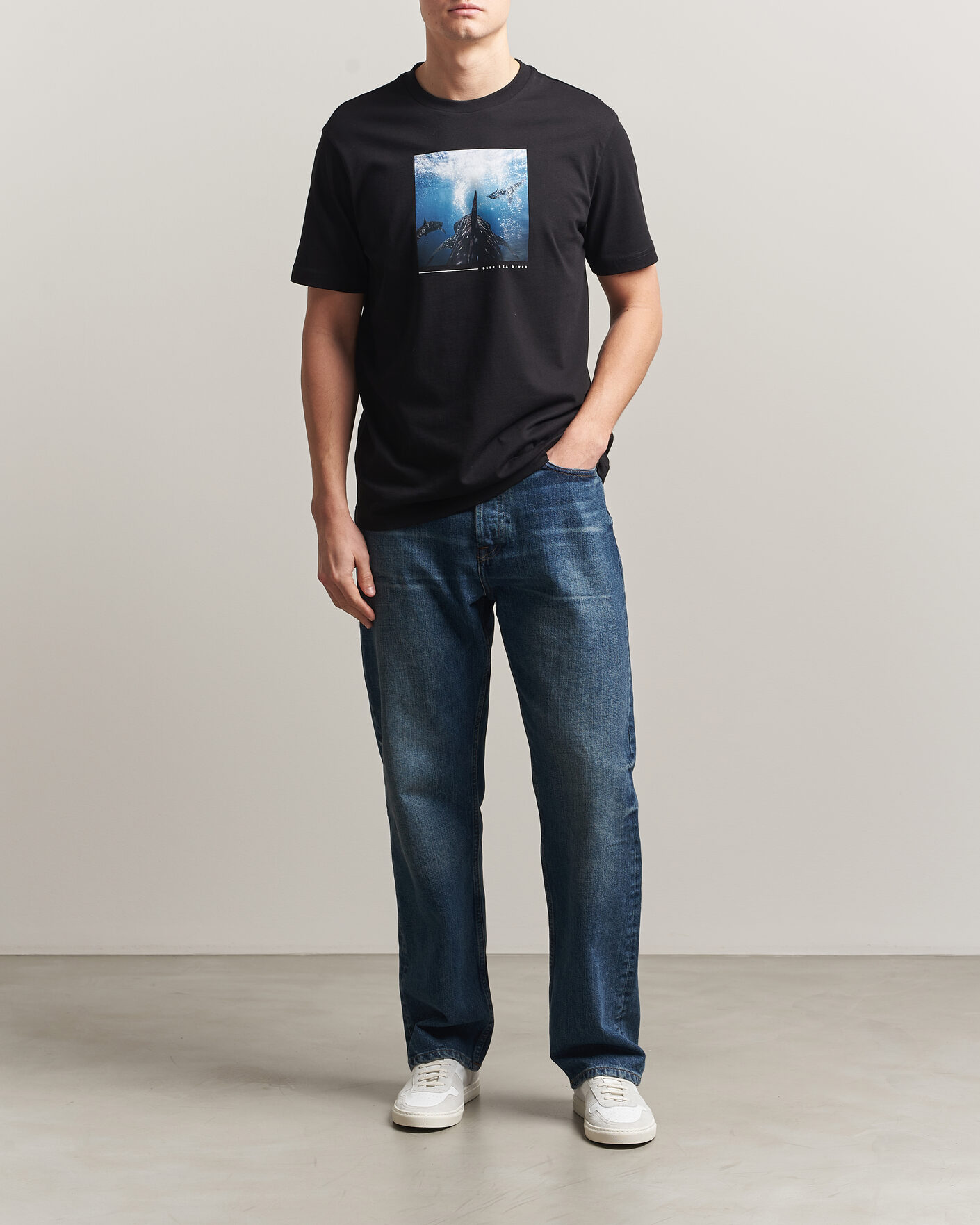 Herre | T-Shirts | BOSS ORANGE | Creature Printed Crew Neck T-Shirt Black