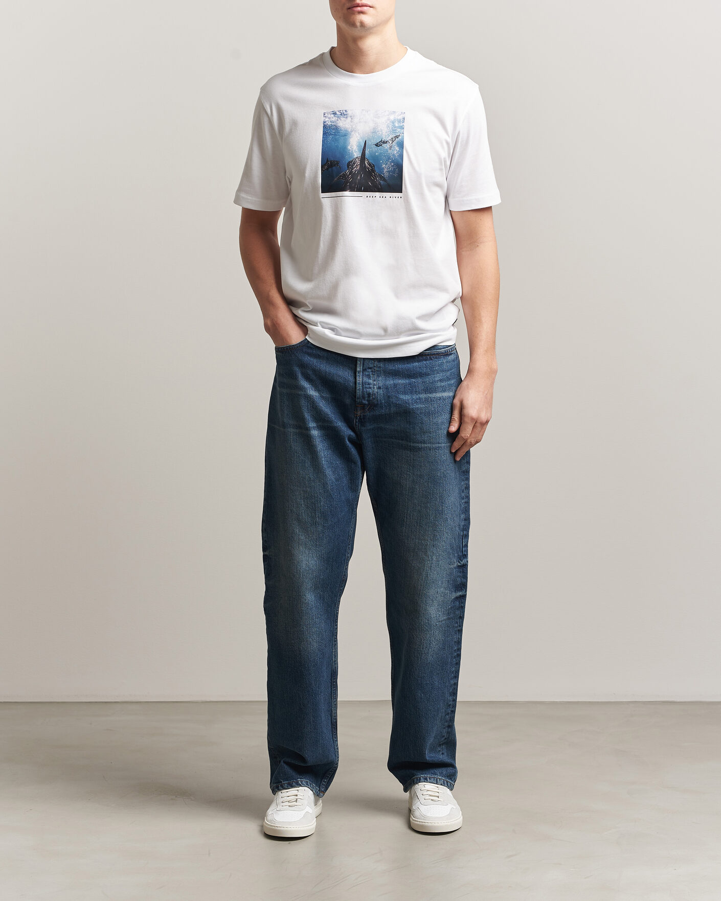 Herre | T-Shirts | BOSS ORANGE | Creature Printed Crew Neck T-Shirt Natural