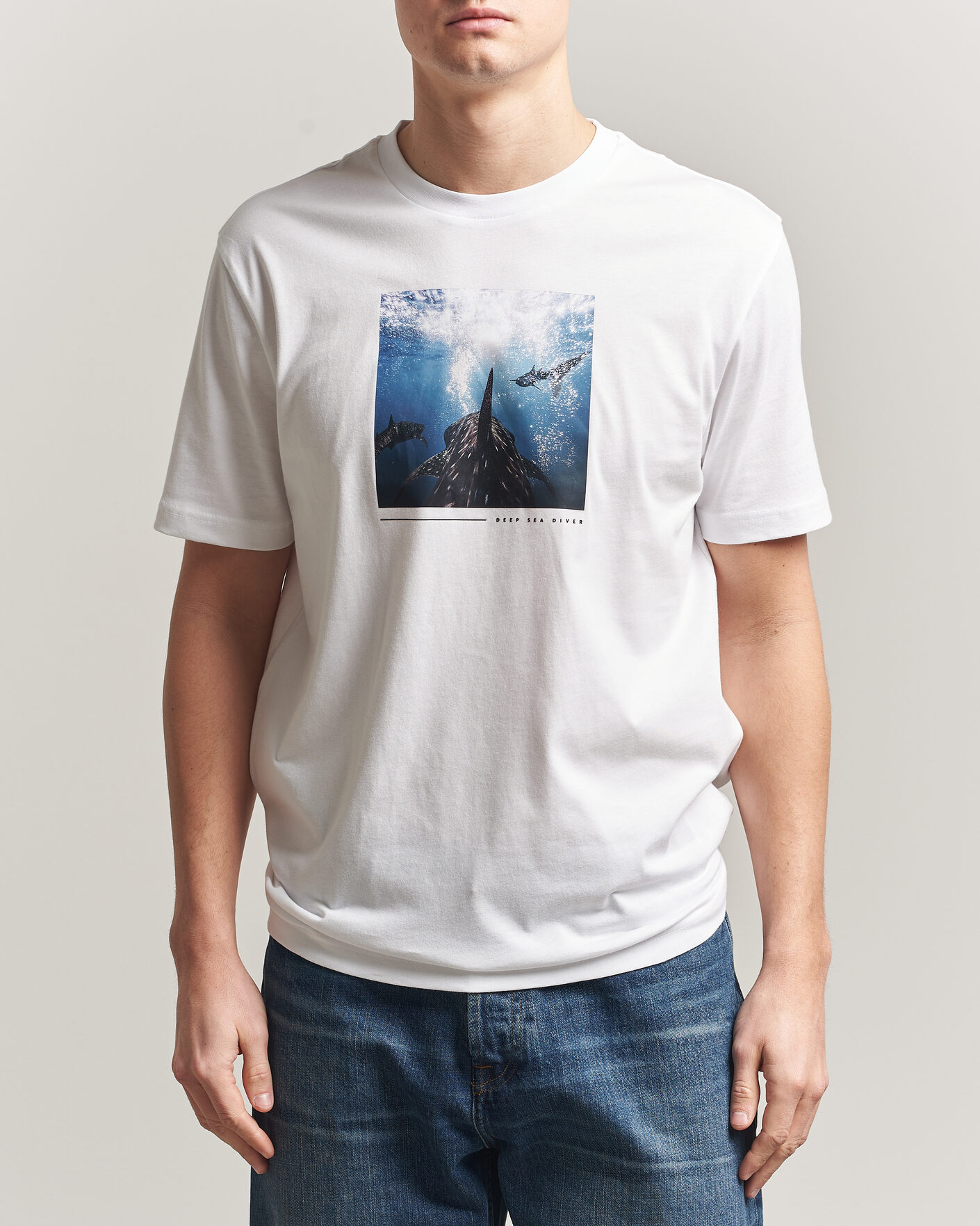 Herre | T-Shirts | BOSS ORANGE | Creature Printed Crew Neck T-Shirt Natural