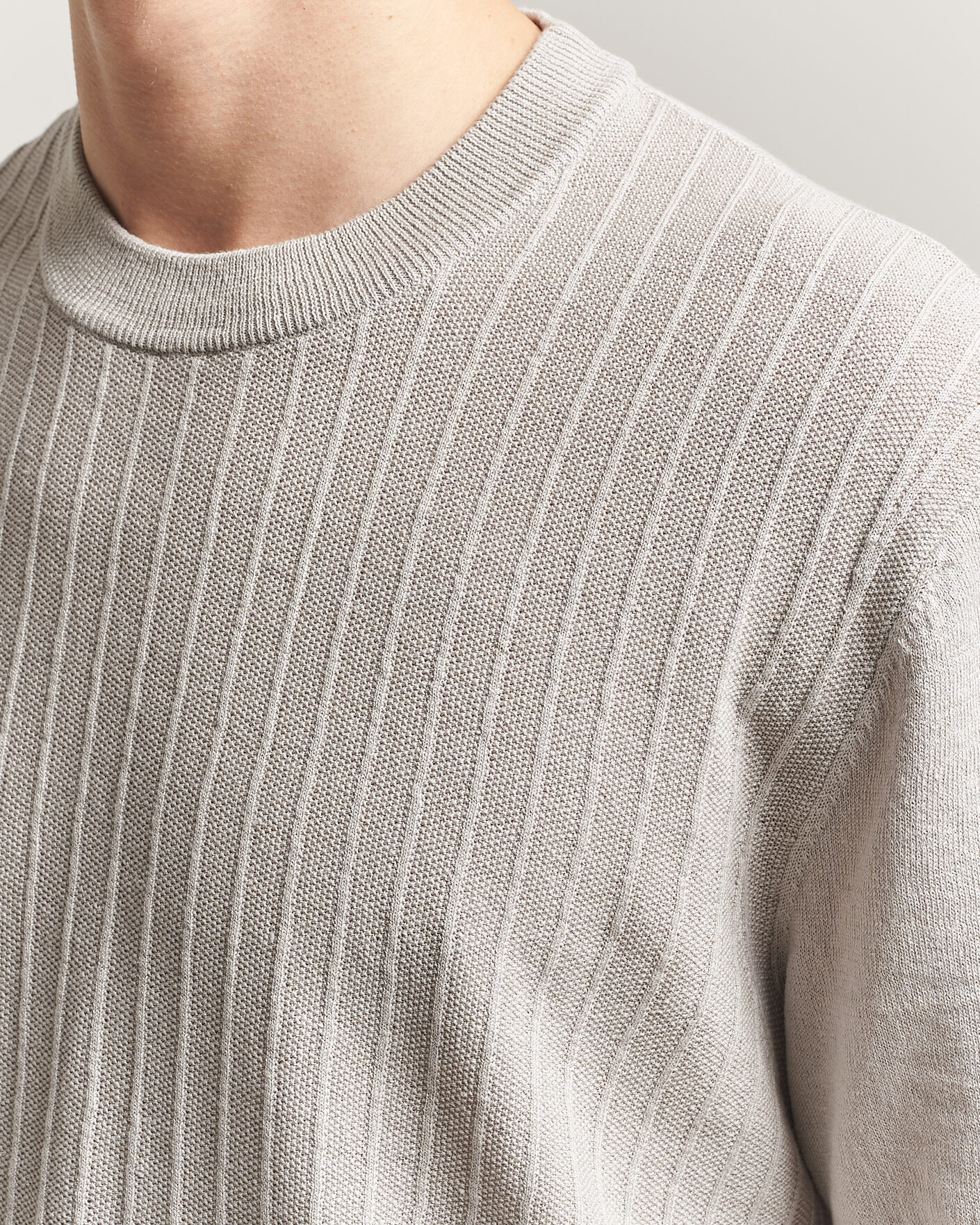 Herre | T-Shirts | BOSS ORANGE | Kajordino Linen/Cotton Knitted T-Shirt Beige