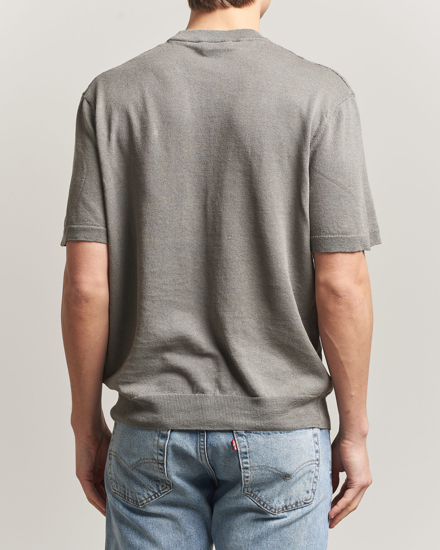 Herre | T-Shirts | BOSS ORANGE | Kajordino Linen/Cotton Knitted T-Shirt Green