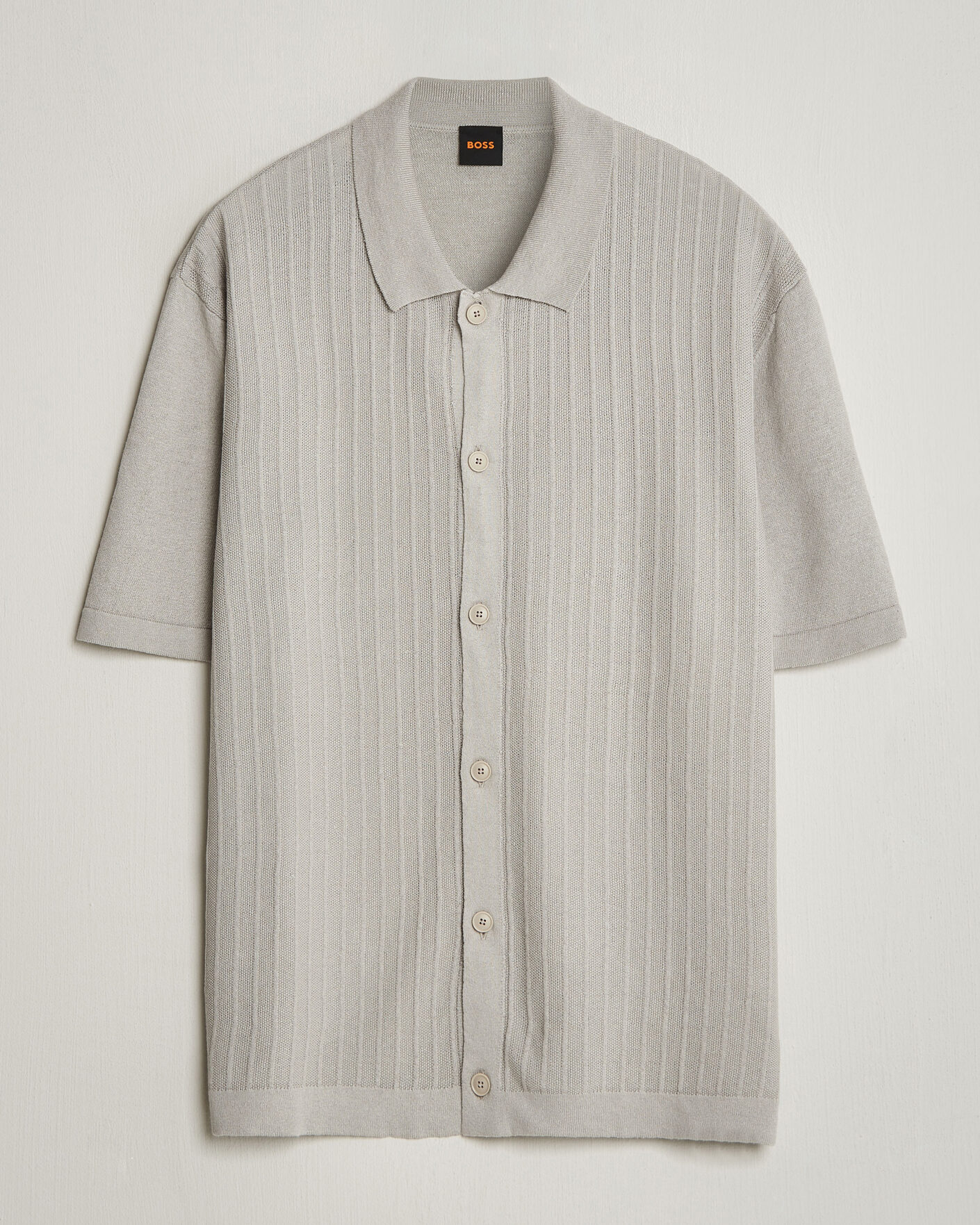 Herre | Skjorter | BOSS ORANGE | Amicino Linen/Cotton Knitted Shirt Beige