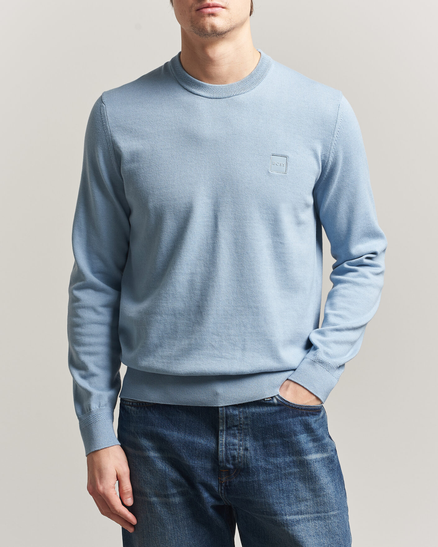 Herre | Trøjer | BOSS ORANGE | Kanovano Knitted Sweater Light Blue